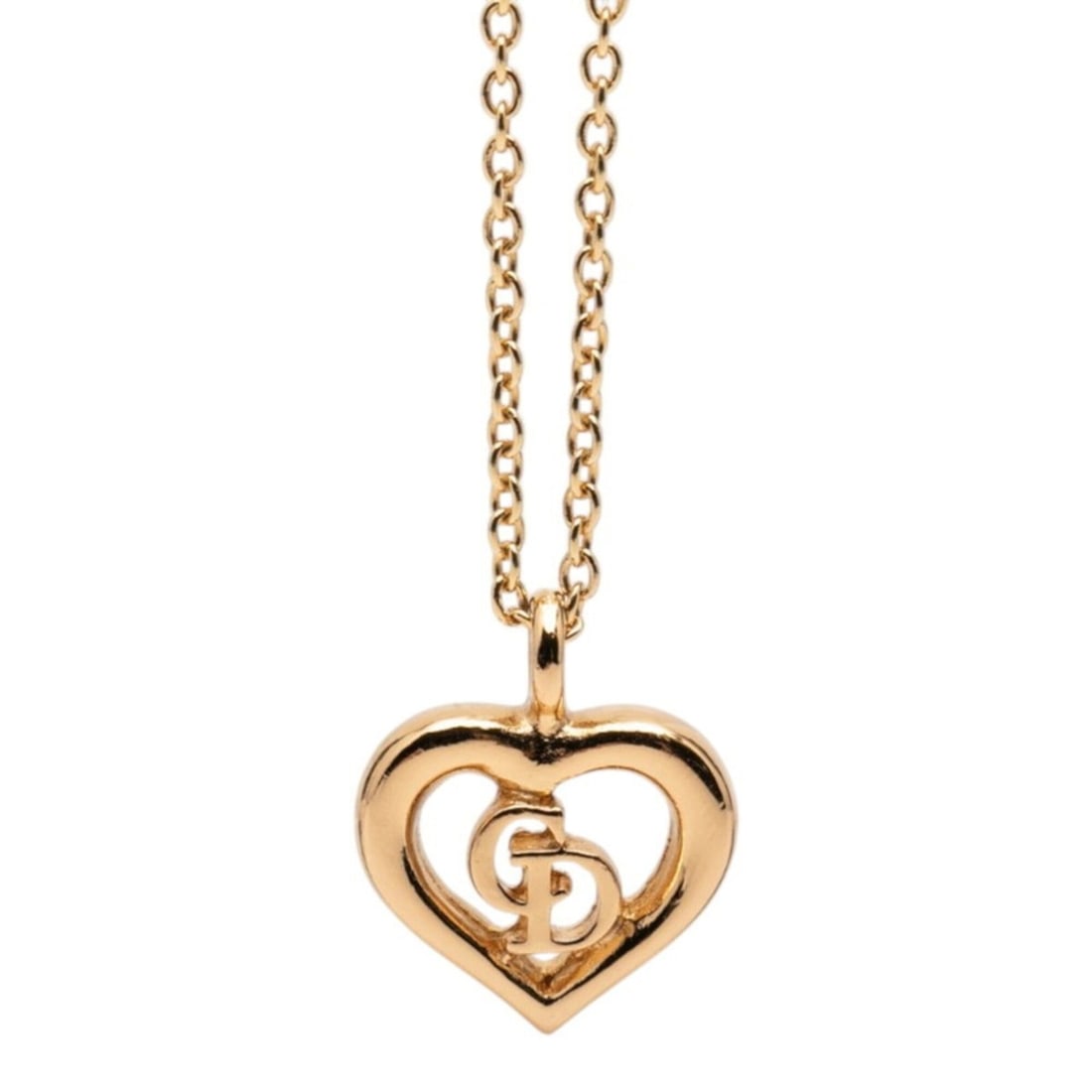 Christian Dior Dior CD Logo Heart Pendant Necklace, Gold Plated, Women's: --- Catalog ---Category: SizePendant Size: 12.7mm x 14.5mm / 0.49'' x 0.57''Neck Circumference: 44.5 cm / 17.51''Category: DesignColor: GoldGender: WomenMaterial: Gold platingPendant Type: PendantNeck