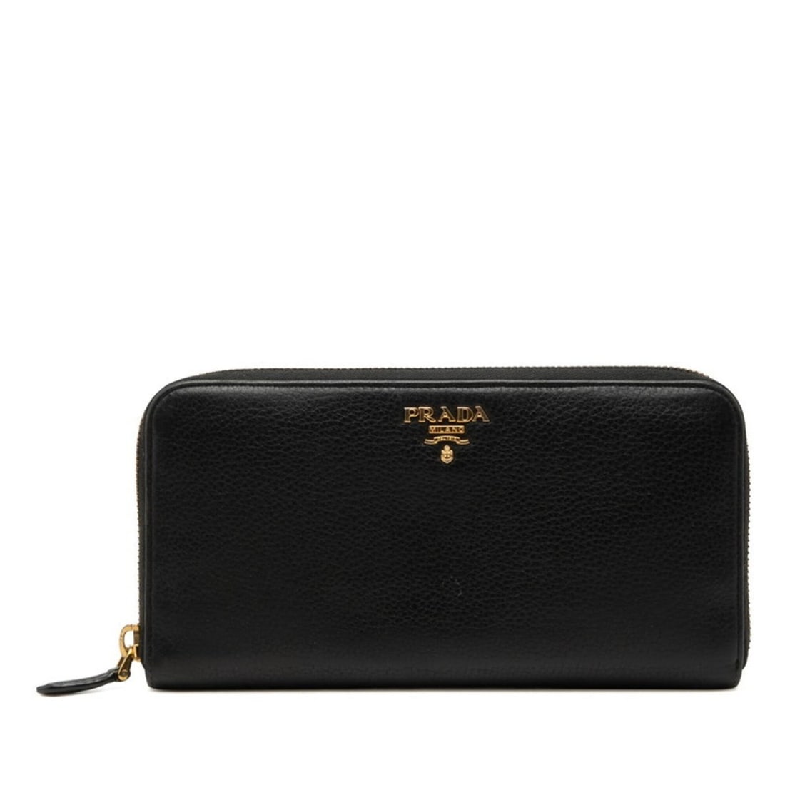 Prada Round Zip Long Wallet, Black Leather, Women's PRADA (1 of 5)