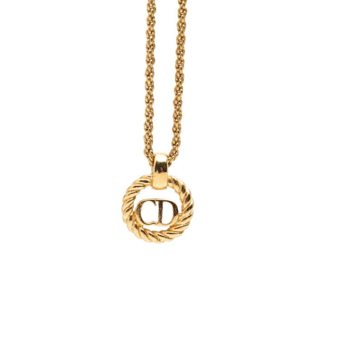 Christian Dior Dior CD Logo Pendant Necklace, Gold Plated, Women's: --- Catalog ---Category: SizePendant Size: 11.9mm x 12.5mm / 0.46'' x 0.49''Neck Circumference: 44 cm / 17.32''Category: DesignColor: GoldGender: WomenMaterial: Gold platingPendant Type:
