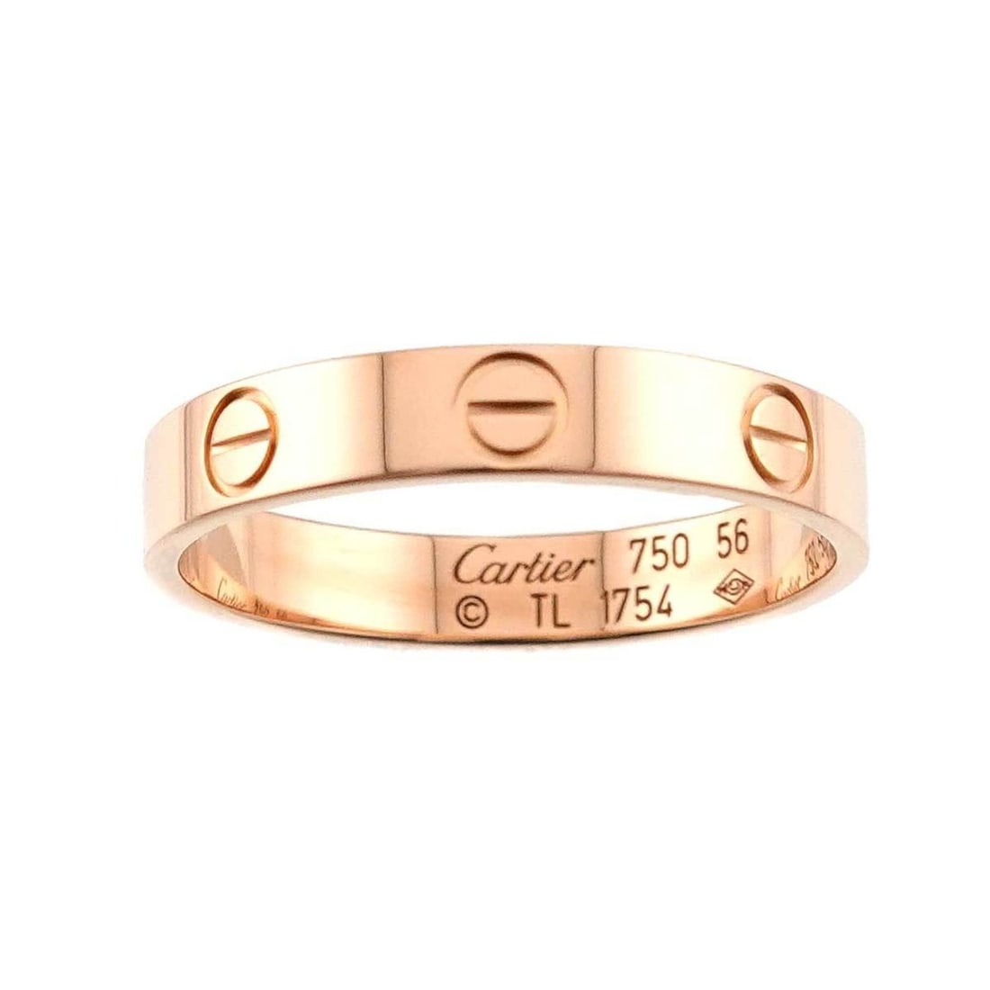 Cartier Mini Love Ring #56, 18K PG Pink Gold 750.: --- Catalog ---Category: SizeUS Size: 8Brand Size: 56Category: DesignType: Band ringGender: WomenMaterial: Pink gold (18K)Category: GeneralBrand: Cartier--- Item List ---Section: ConditionRanking: Ran