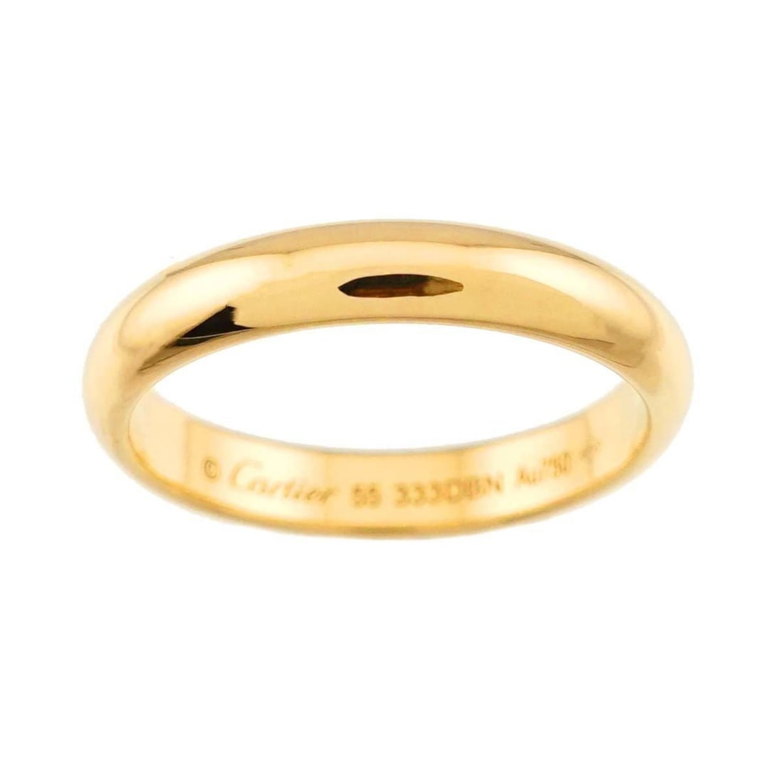 Cartier 1895 Classic Band Ring #55, 3.5mm wide, 18K YG Yellow Gold 750.: --- Catalog ---Category: SizeUS Size: 7.5Brand Size: 55Category: DesignType: Band ringGender: Women,MenMaterial: Yellow gold (18K)Category: GeneralBrand: Cartier--- Item List ---Section: ConditionRank