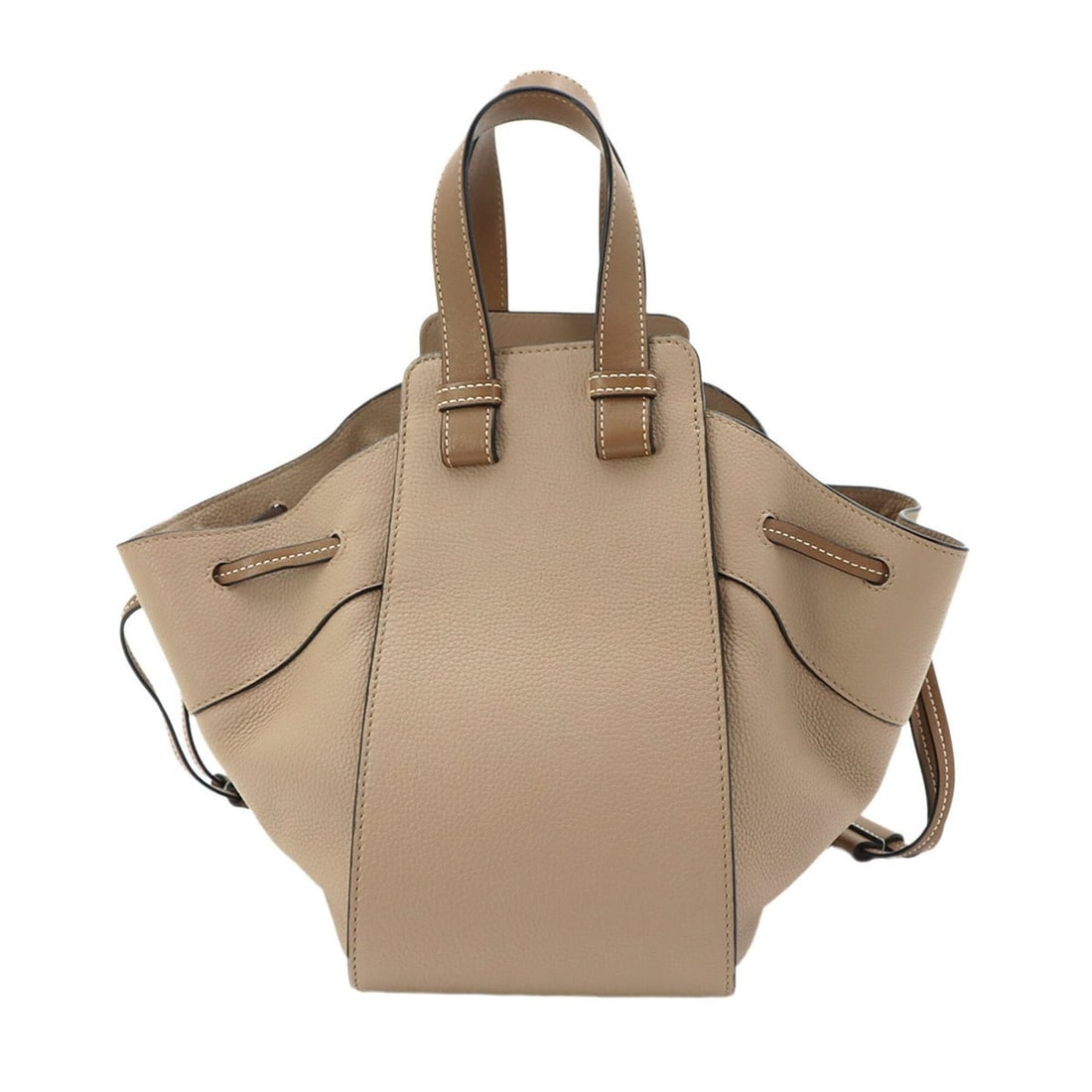 LOEWE Hammock Drawstring Small 2-way Hand/Shoulder Handbag, Leather, Beige/Brown, 314.12BZ95, Gold (1 of 9)