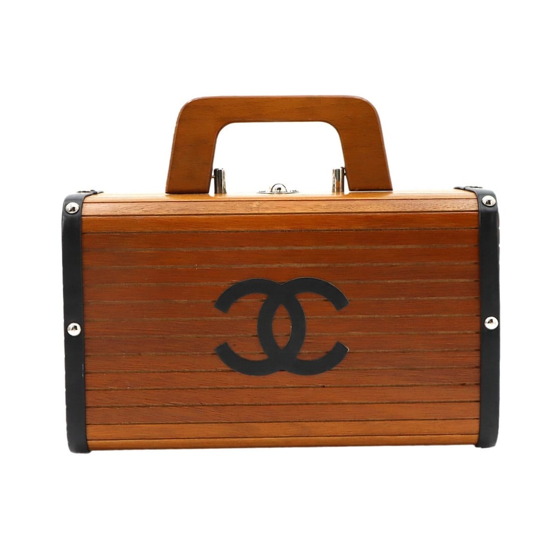 Chanel Wood Vanity Handbag - and Leather, Brown, Black, Silver Hardware: --- Catalog ---Category: SizeSize (HxWxD): 15.5cm x 25cm x 12cm / 6.1'' x 9.84'' x 4.72''Category: DesignType: HandbagColor: Black, BrownGender: WomenMaterial: Wood , Leather Category: GeneralBrand: C
