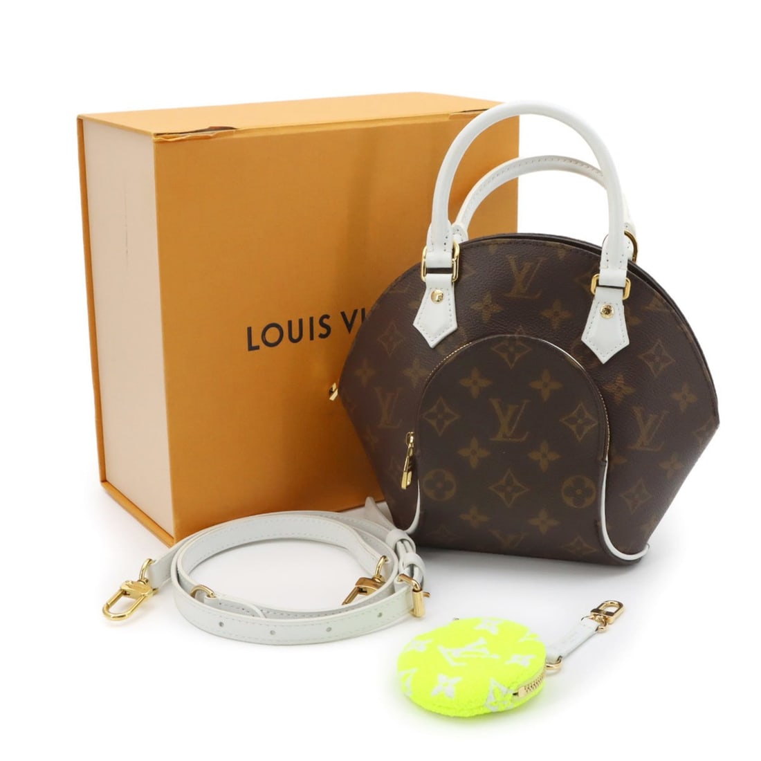 Louis Vuitton LV Match Monogram Ellipse BB 2-way Hand/Shoulder Handbag Leather Brown White M20752: --- Catalog ---Category: SizeSize (HxWxD): 19.5cm x 23cm x 10cm / 7.67'' x 9.05'' x 3.93''Category: DesignType: HandbagColor: Monogram, WhiteGender: WomenMaterial: Monogram Category: GeneralMPN: M2075