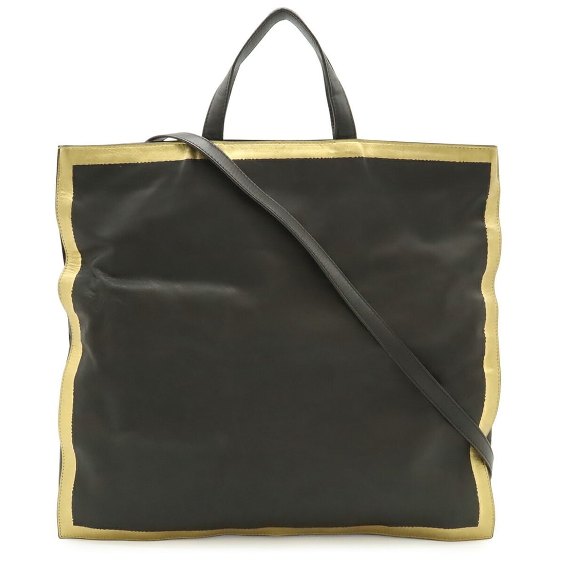 BOTTEGA VENETA Tote Bag Shoulder Handbag Leather Dark Brown Gold: --- Catalog ---Category: SizeSize (HxWxD): 35.5cm x 39cm x 5cm / 13.97'' x 15.35'' x 1.96''Category: DesignType: Handbag, Shoulder bag, Tote bagColor: Dark brown, GoldGender: WomenMaterial: Leather Ca