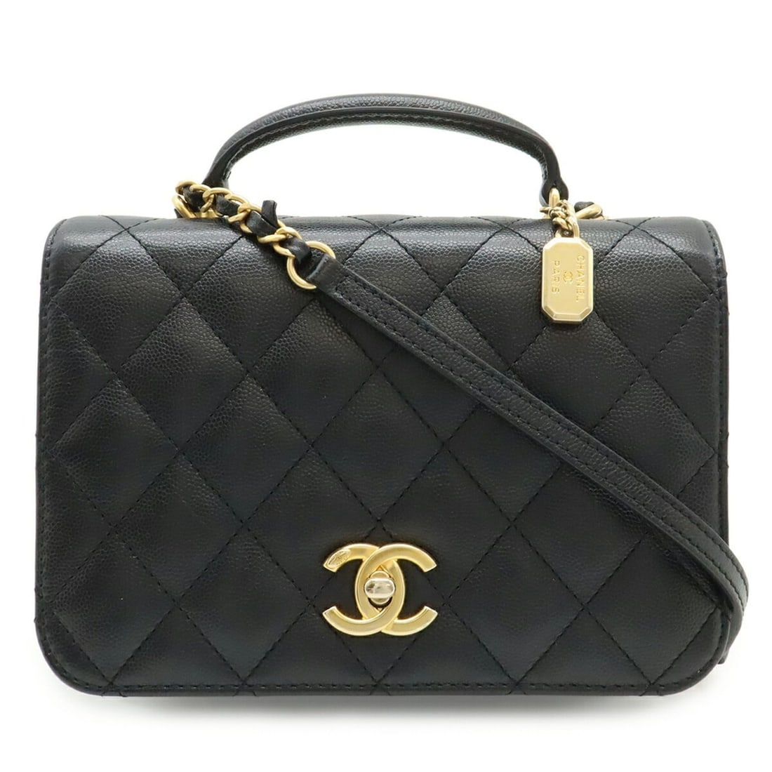 CHANEL Matelassé Coco Mark Chain Shoulder Bag Handbag Caviar Leather Black AS4286: --- Catalog ---Category: SizeSize (HxWxD): 15cm x 20.5cm x 6cm / 5.9'' x 8.07'' x 2.36''Category: DesignType: Handbag, Shoulder bagColor: BlackGender: WomenMaterial: Grained Calfskin Hardware Color: G