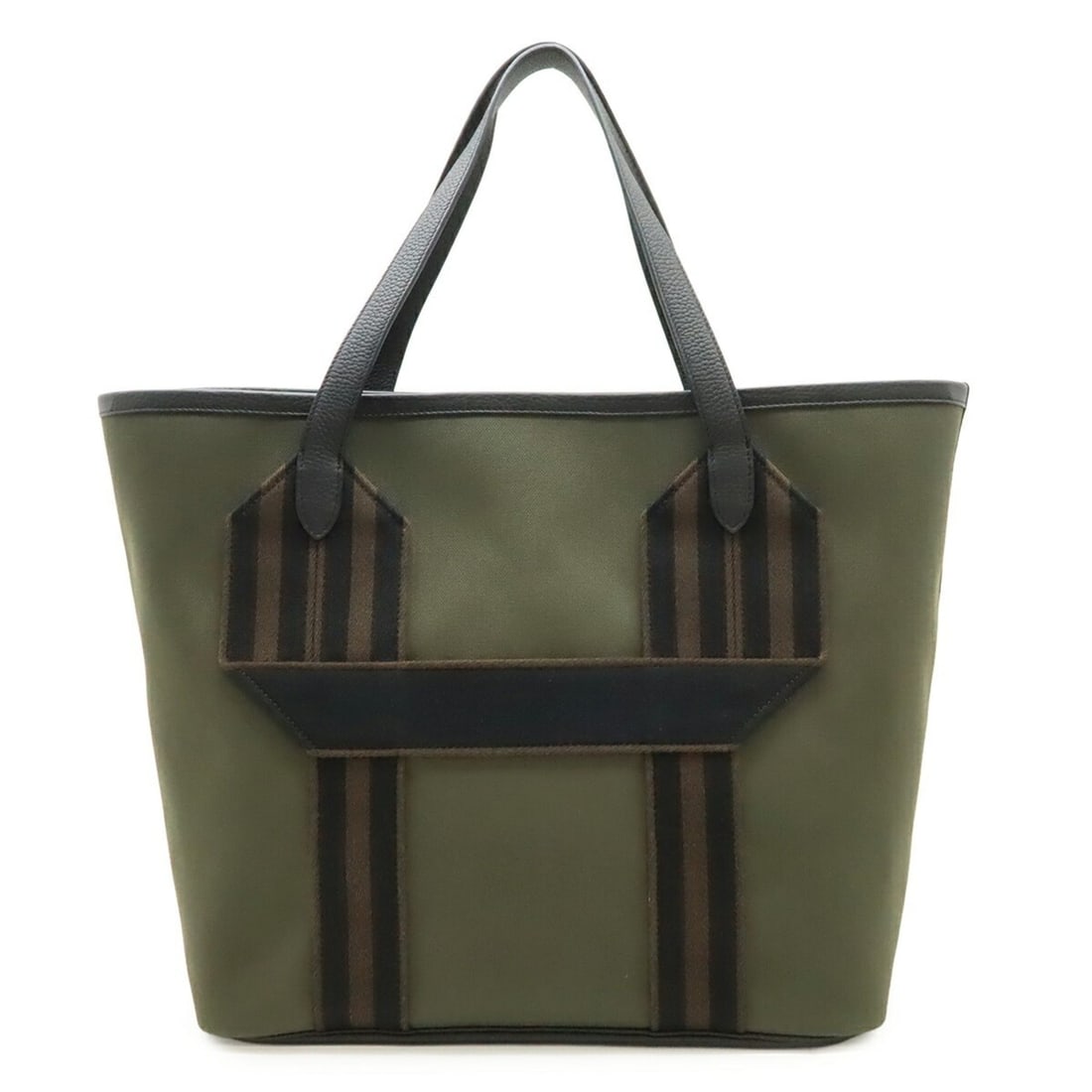 HERMES Pur Sangle 35 Tote Bag, Large Tote, Shoulder Canvas and Leather, Khaki, Black, Brown, U Stamp: --- Catalog ---Category: SizeSize (HxWxD): 35.5cm x 37cm x 19.5cm / 13.97'' x 14.56'' x 7.67''Category: DesignType: Shoulder bag, Tote bagColor: Black, Brown, KhakiGender: WomenMaterial: Leather