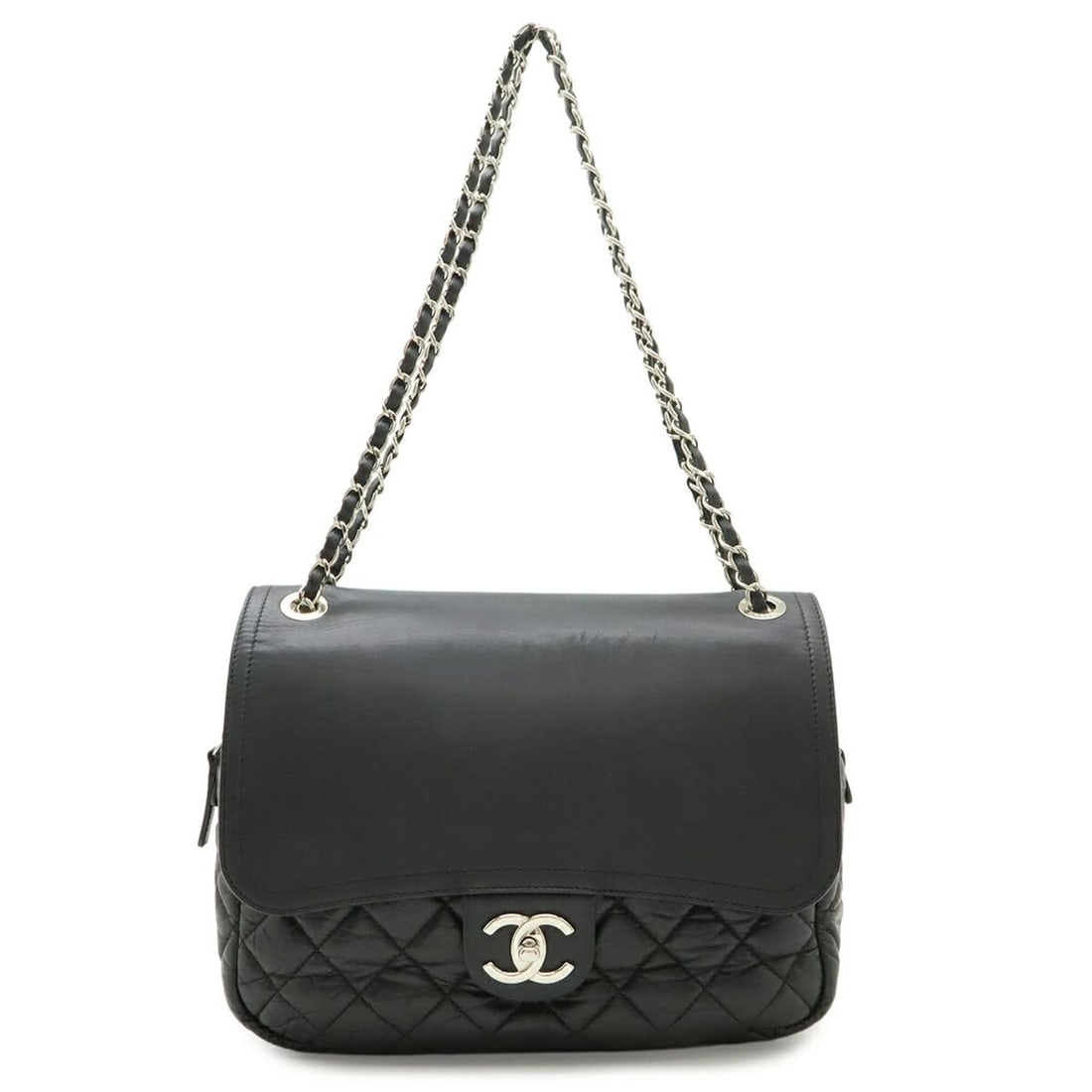 CHANEL Matelassé Coco Mark Chain Shoulder Bag, Leather, Black, A66809: --- Catalog ---Category: SizeSize (HxWxD): 23cm x 27cm x 8cm / 9.05'' x 10.62'' x 3.14''Category: DesignType: Shoulder bagColor: BlackGender: WomenMaterial: Leather Hardware Color: SilverCategory: