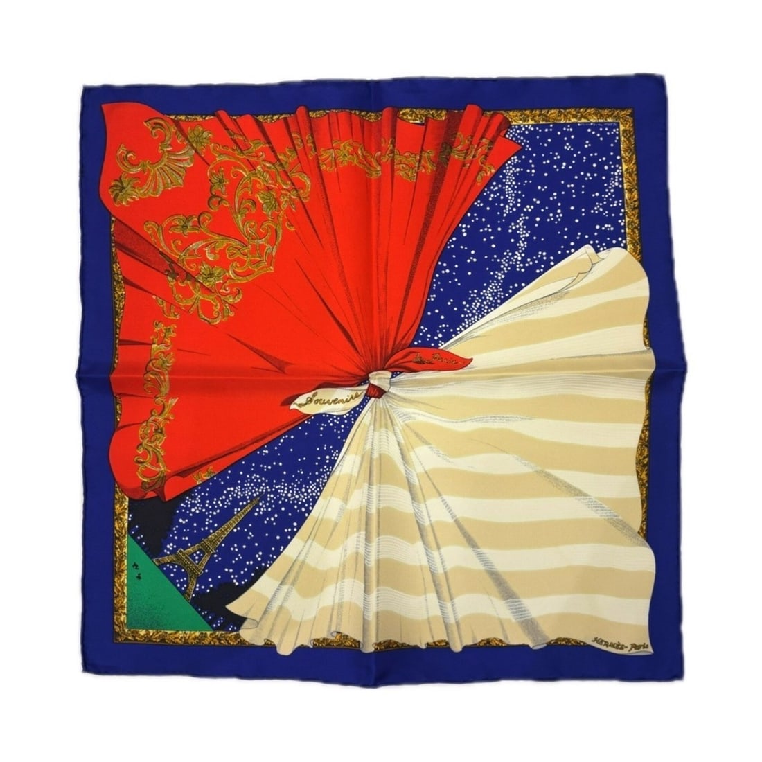 Hermes Carre 45 "Memories of Paris" Silk Petit Scarf/Muffler: --- Catalog ---Category: SizeSize (LxW): 42cm x 42cm / 16.53'' x 16.53''Category: DesignType: ScarfColor: Multi-colorGender: WomenMaterial: Silk Category: GeneralBrand: Hermes--- Item List