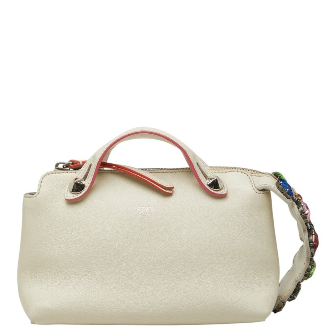Fendi By The Way Handbag, Handbag Pouch, White Leather, Embellished, Women's FENDI (1 of 12)