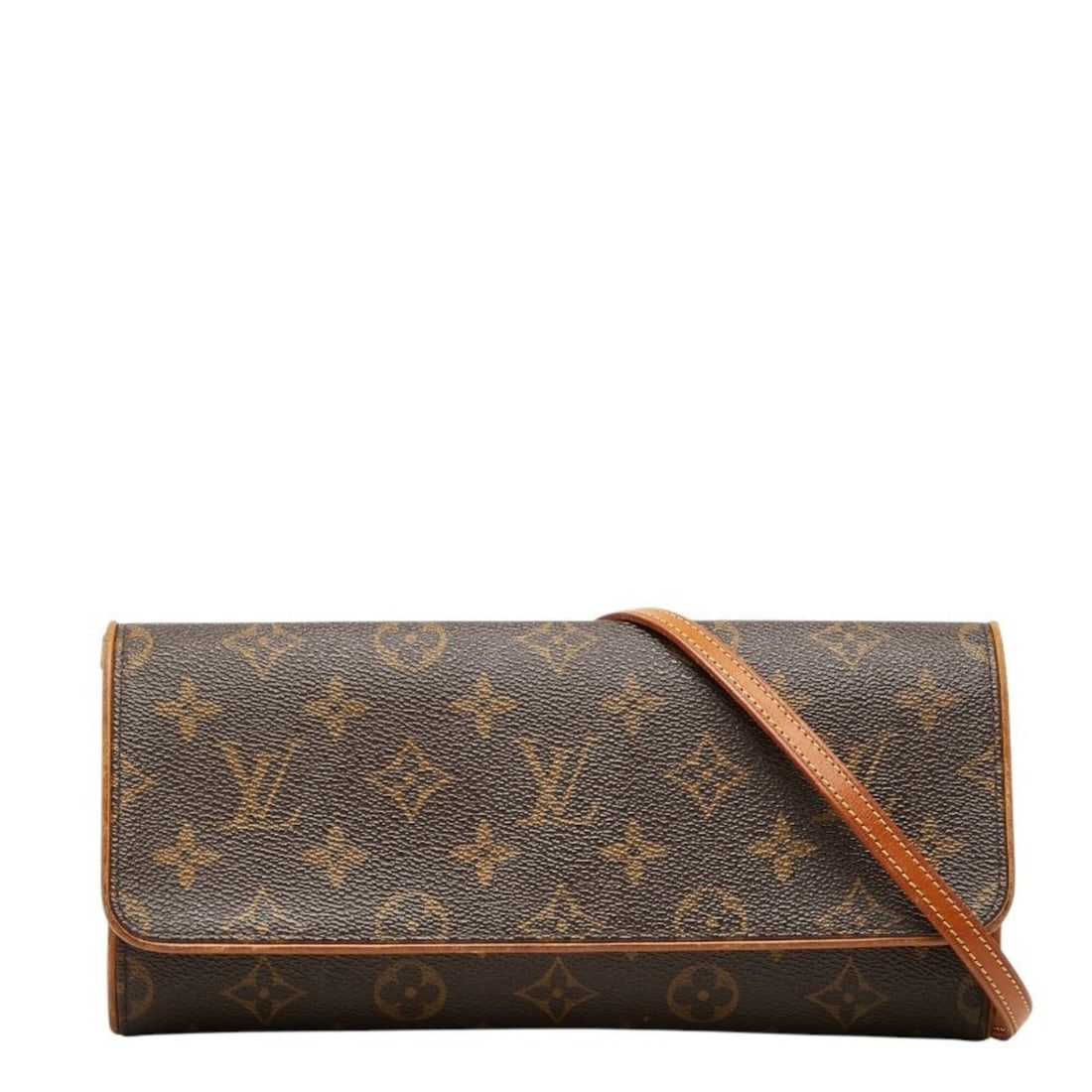 Louis Vuitton Monogram Pochette Twin GM Crossbody Shoulder Bag M51852 Brown Leather Women's LOUIS: --- Catalog ---Category: SizeSize (HxWxD): 12cm x 24cm x 2.5cm / 4.72'' x 9.44'' x 0.98''Category: DesignType: Pochette, Shoulder bagColor: BrownGender: WomenMaterial: PVC , Leather Category: GeneralM