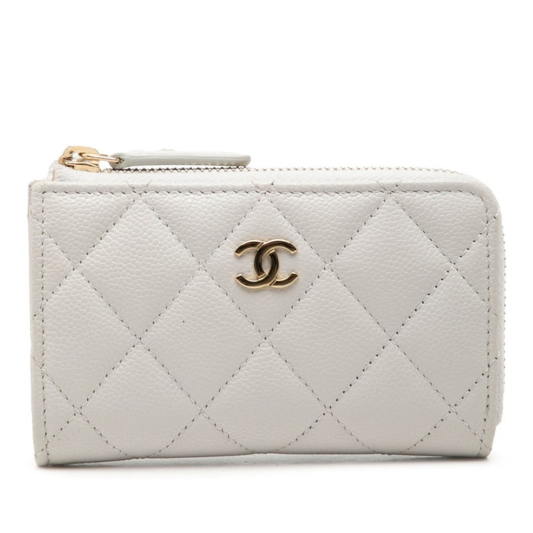 Chanel Coco Mark Matelassé Business Card Holder/Card Case Wallet/Coin Purse, Gray Caviar Leather,: --- Catalog ---Category: DesignType: Card caseColor: GrayGender: WomenMaterial: Grained Calfskin Category: GeneralBrand: ChanelCategory: Physical PropertiesSize (HxWxD): 7cm x 11.5cm x 1.5cm / 2.75'' 