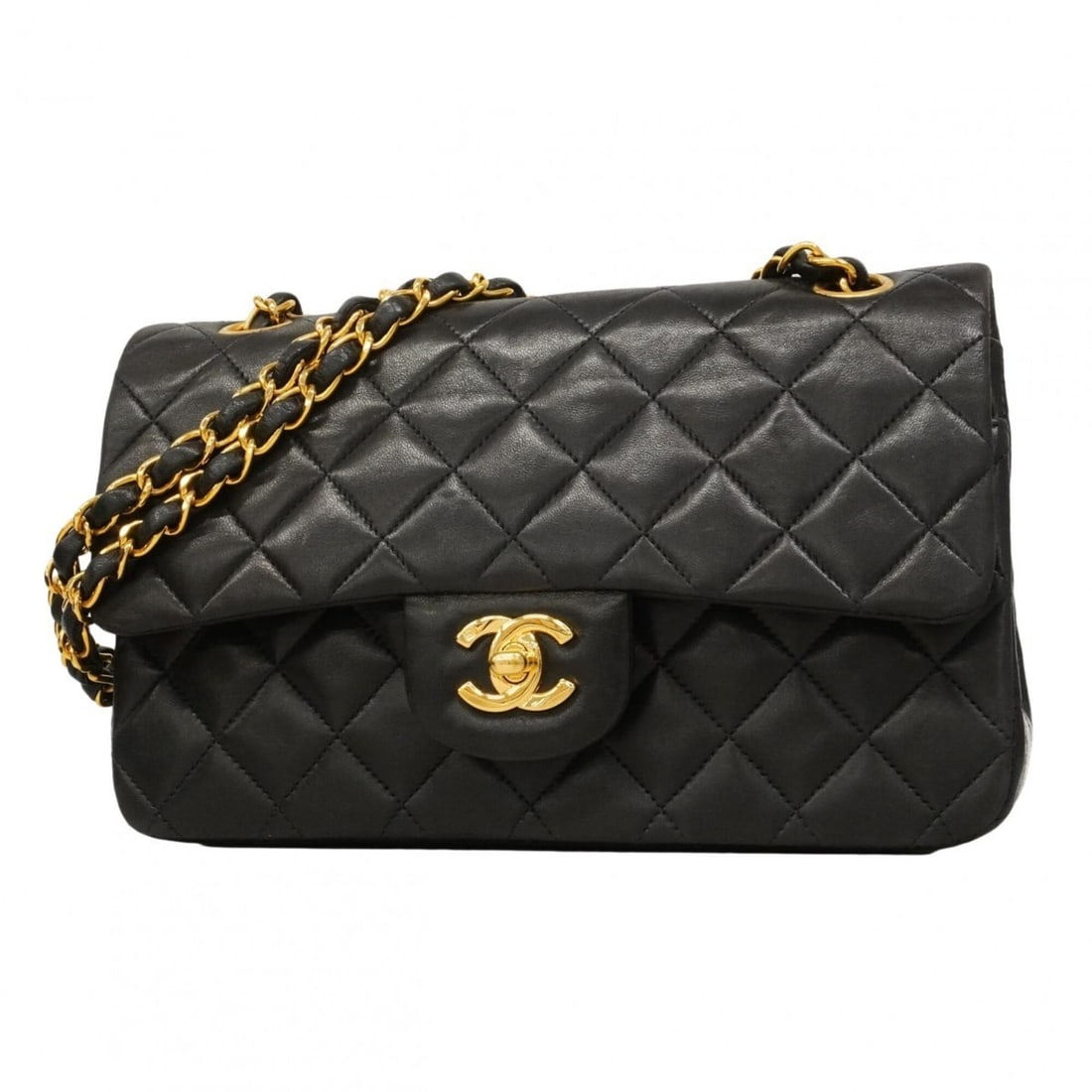 Chanel Matelassé Shoulder Bag, Double Flap, Chain, Lambskin, Black, Women's: --- Catalog ---Category: SizeSize (HxWxD): 14.5cm x 23cm x 7cm / 5.7'' x 9.05'' x 2.75''Category: DesignType: Shoulder bagColor: BlackGender: WomenMaterial: Leather Hardware Color: GoldLeather/Fur Typ