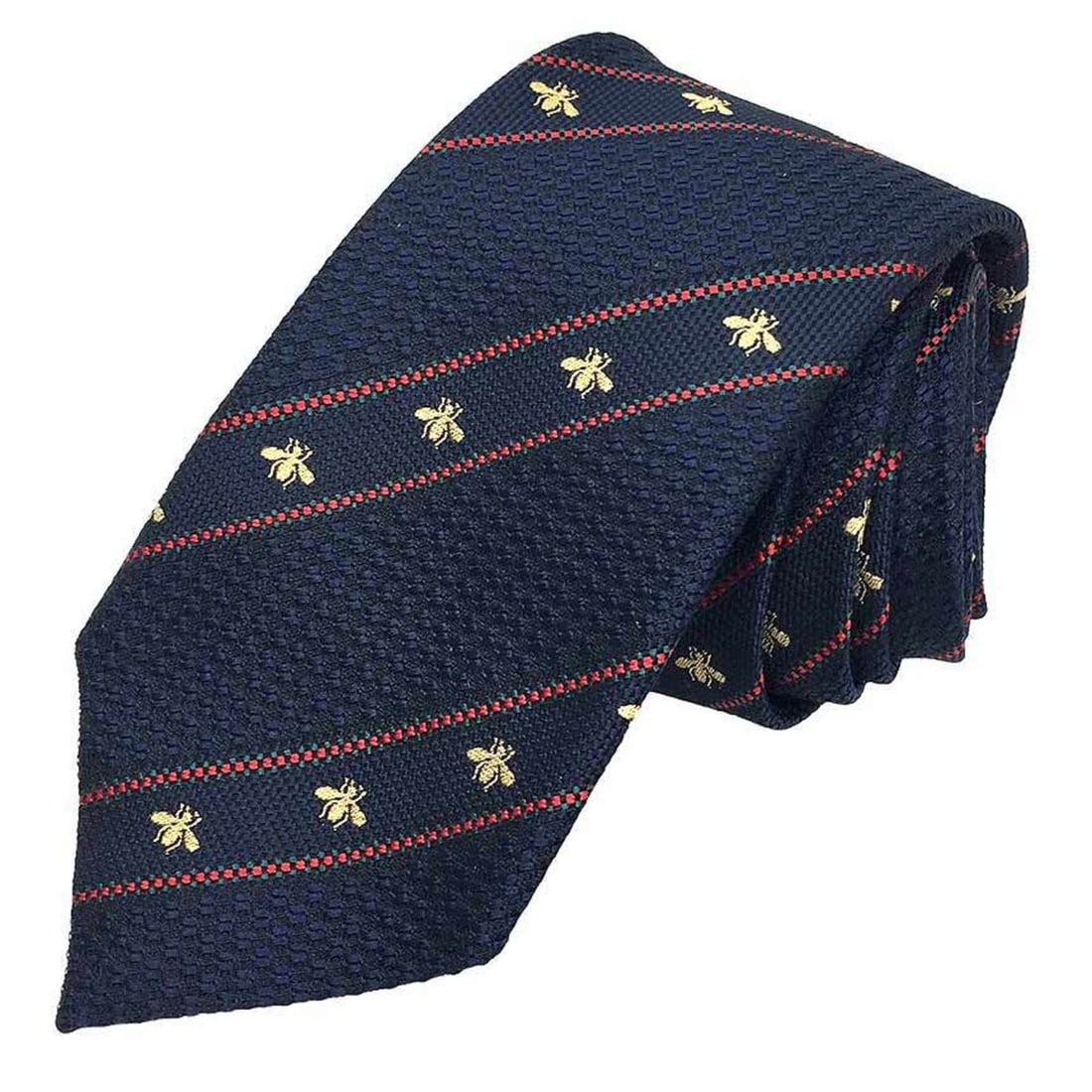 GUCCI Gucci tie Bee stripe silk navy men's: --- Catalog ---Category: SizeWidth: 7cm / 2.75''Category: DesignType: CravatColor: NavyGender: MenMaterial: Silk Category: GeneralBrand: Gucci--- Item List ---Section: ConditionRanking: Rank A Used - 