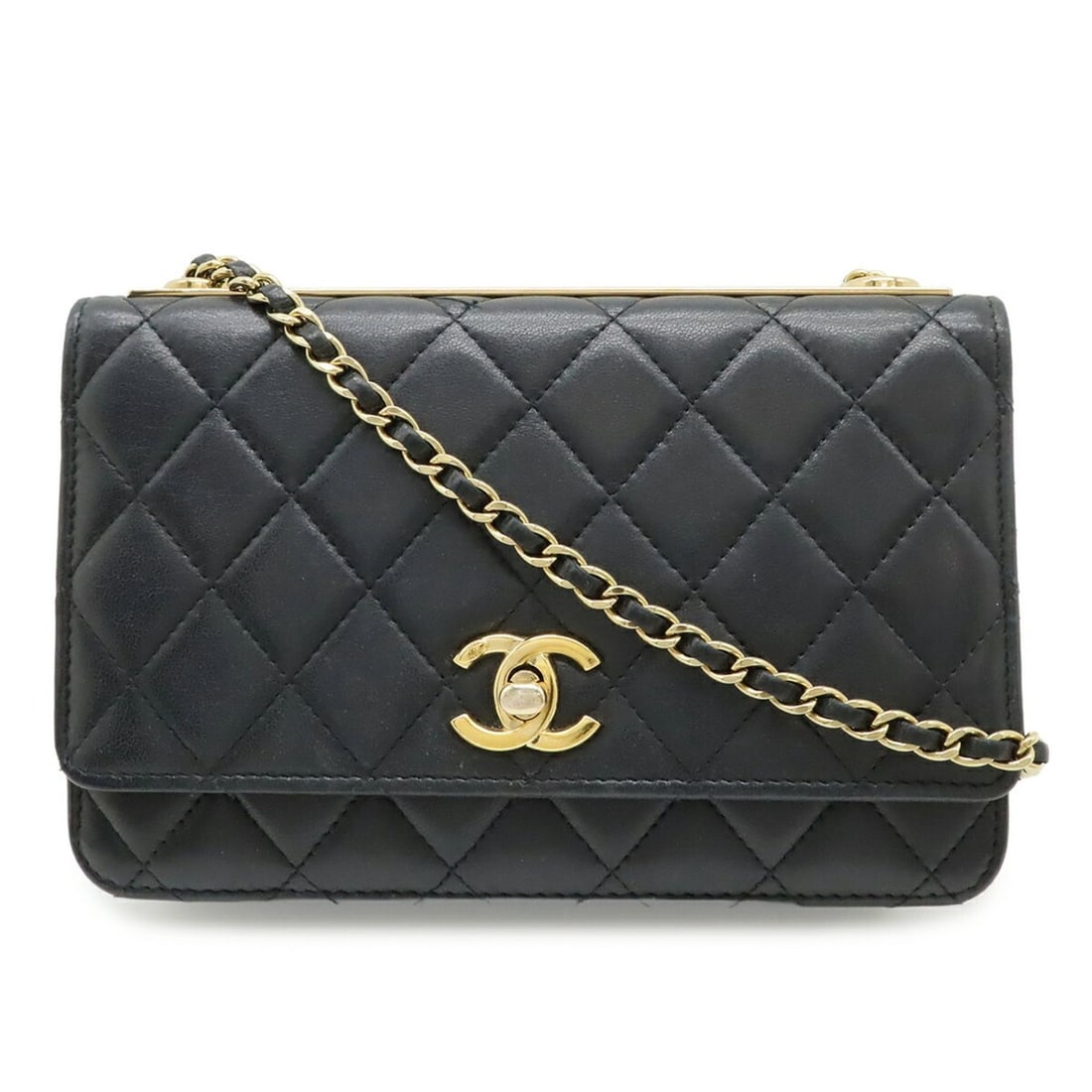 CHANEL Trendy CC Matelassé Wallet, Chain Coin Purse, Business Card Holder/Card Case, Lambskin: --- Catalog ---Category: SizeSize (HxWxD): 12cm x 19cm x 4.5cm / 4.72'' x 7.48'' x 1.77''Category: DesignType: Chain/Shoulder walletColor: BlackGender: WomenMaterial: Leather Leather/Fur Type: Lambski