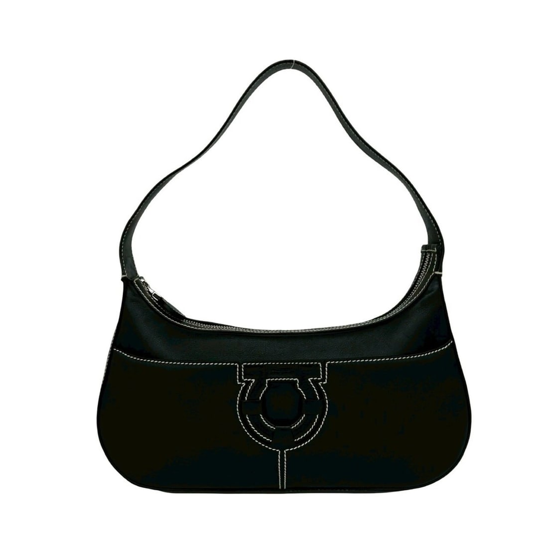 Salvatore Ferragamo Gancini Leather Semi-One Shoulder Bag/Handbag, Black, 35301: --- Catalog ---Category: SizeSize (HxWxD): 13.5cm x 29cm x 5cm / 5.31'' x 11.41'' x 1.96''Category: DesignType: Handbag, Shoulder bagColor: BlackGender: WomenMaterial: Leather Category: GeneralBrand: