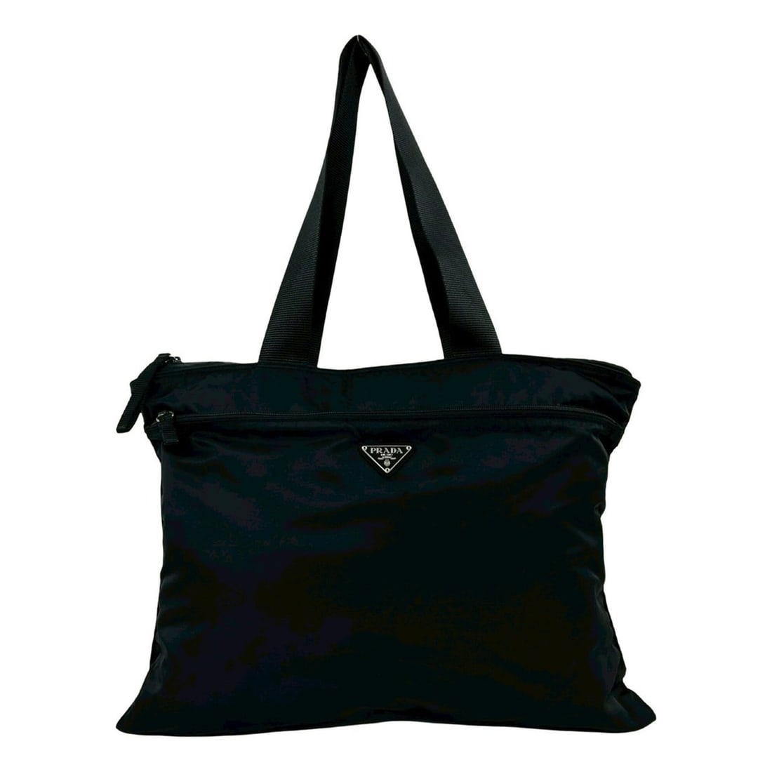 PRADA Prada Triangle Logo Plate Hardware Tessuto Nylon Tote Bag Handbag Semi Shoulder Black 03683: --- Catalog ---Category: SizeSize (HxWxD): 32.5cm x 43cm / 12.79'' x 16.92''Category: DesignType: Handbag, Shoulder bag, Tote bagColor: BlackGender: WomenMaterial: Nylon Category: GeneralBrand: