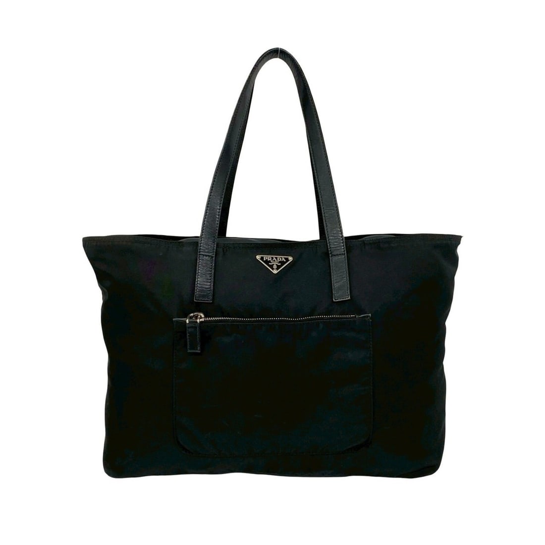 PRADA Prada Triangle Logo Plate Hardware Tessuto Nylon Leather Genuine Tote Bag Handbag Semi: --- Catalog ---Category: SizeSize (HxWxD): 25cm x 35.5cm x 13cm / 9.84'' x 13.97'' x 5.11''Category: DesignType: Handbag, Shoulder bag, Tote bagColor: BlackGender: WomenMaterial: Nylon , Leather Categ