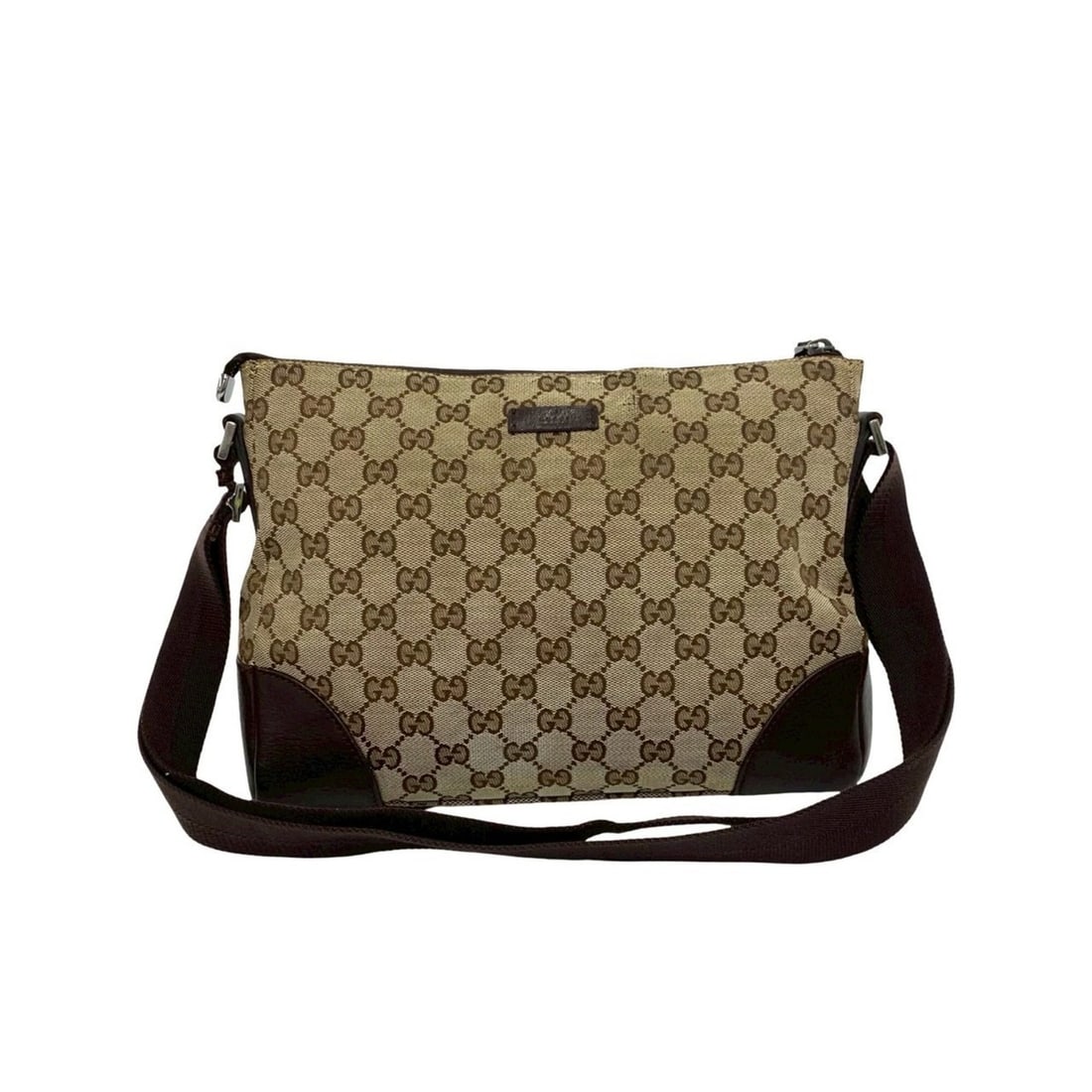 GUCCI GG Canvas Leather Genuine Shoulder Bag Pouch Sacoche Crossbody Brown 57887: --- Catalog ---Category: SizeSize (HxWxD): 20cm x 28cm x 8cm / 7.87'' x 11.02'' x 3.14''Category: DesignType: Pochette, Shoulder bagColor: BrownGender: WomenMaterial: Canvas , Leather Category: Genera
