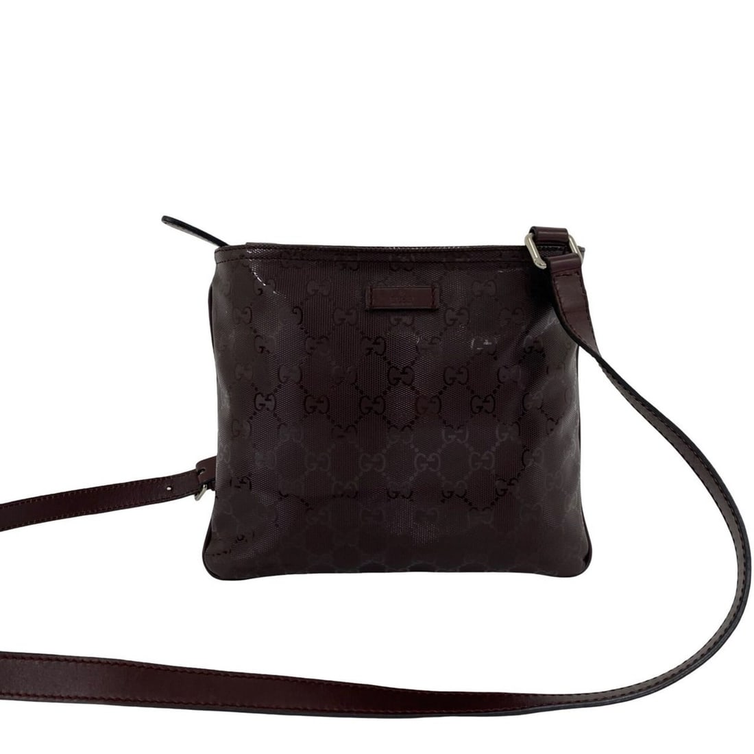 GUCCI GG Imprime Logo All-Over Print Leather Mini Shoulder Bag/Pouch/Sacoche - Bordeaux/Wine Red: --- Catalog ---Category: SizeSize (HxWxD): 20.5cm x 24cm / 8.07'' x 9.44''Category: DesignType: Pochette, Shoulder bagColor: Red color, WineGender: WomenMaterial: Leather , PVC Category: GeneralBrand: