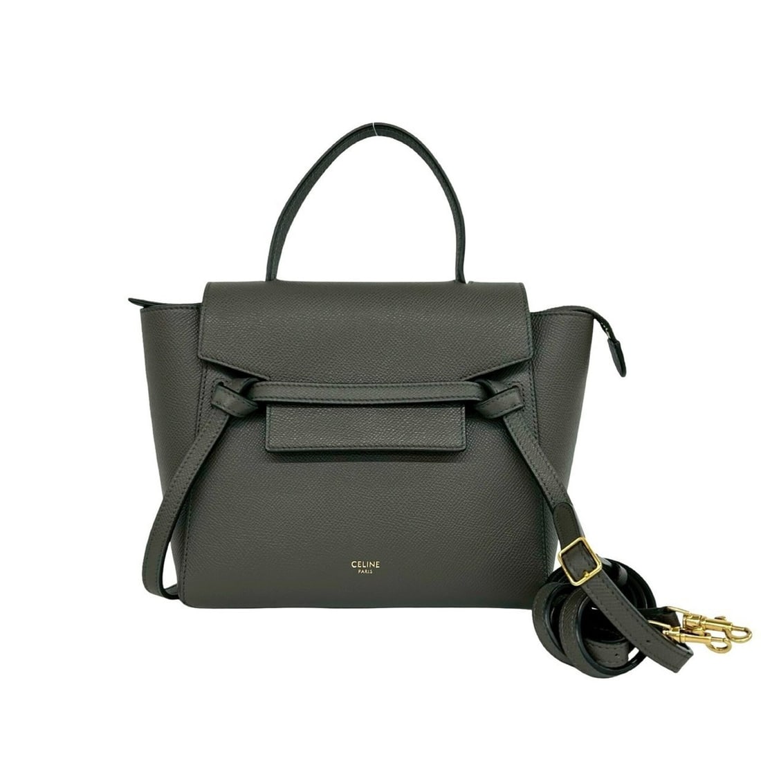 CELINE Belt Bag Nano Leather Genuine 2-way Handbag Shoulder Mini Tote Gray 03735: --- Catalog ---Category: SizeSize (HxWxD): 19cm x 20cm x 10.5cm / 7.48'' x 7.87'' x 4.13''Category: DesignType: Handbag, Shoulder bag, Tote bagColor: GrayGender: WomenMaterial: Leather Category: Gener