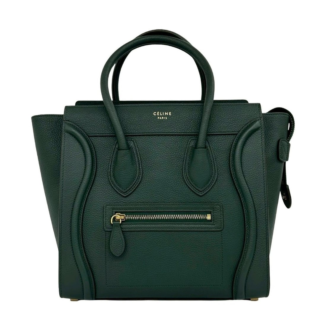CELINE Luggage Micro Shopper Leather Handbag Tote Bag Boston Green 59287 (1 of 13)