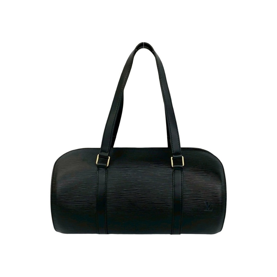 LOUIS VUITTON Vintage Soufflot Epi Leather Handbag Mini Boston Bag Black Noir 92635 (1 of 13)