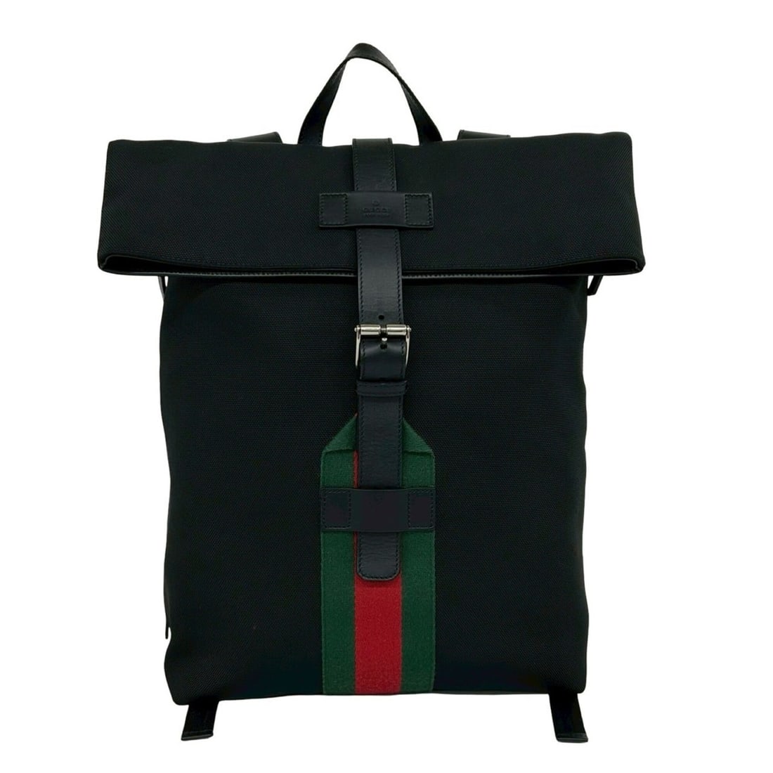 GUCCI Sherry Line Web Canvas Leather Backpack Daypack Black 18341: --- Catalog ---Category: SizeSize (HxWxD): 41cm x 30cm x 19cm / 16.14'' x 11.81'' x 7.48''Category: DesignType: BackpackColor: Black, Green, Red colorGender: WomenMaterial: Canvas , Leather Category: 