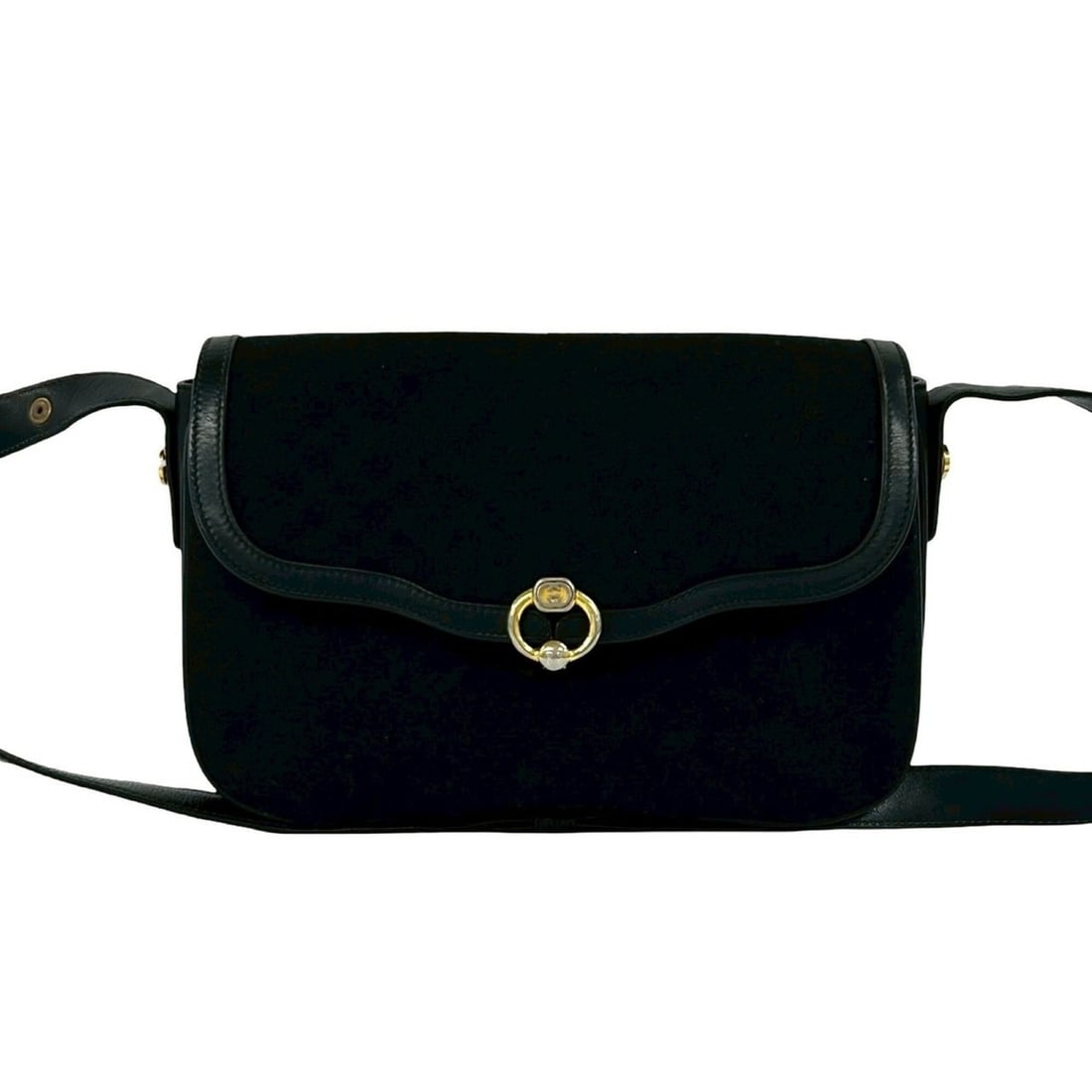 GUCCI Vintage Micro GG Logo Canvas Leather Semi-Shoulder Bag, Black, 10032: --- Catalog ---Category: SizeSize (HxWxD): 18cm x 24cm x 4.5cm / 7.08'' x 9.44'' x 1.77''Category: DesignType: Shoulder bagColor: BlackGender: WomenMaterial: Canvas , Leather Category: GeneralBrand: G