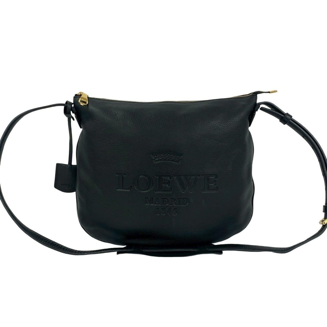 LOEWE logo-embossed leather genuine shoulder bag, sacoche, pochette, crossbody black, 44934 (1 of 18)