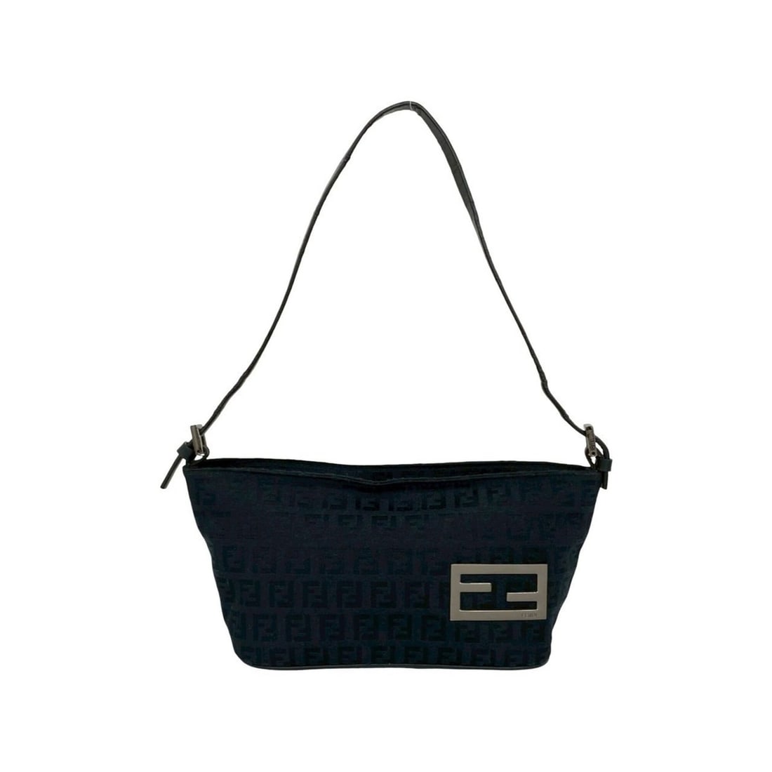 FENDI Zucchino Pattern Canvas Leather Semi-One Shoulder Bag Handbag Pouch Black 03684: --- Catalog ---Category: SizeSize (HxWxD): 12cm x 20cm x 9.5cm / 4.72'' x 7.87'' x 3.74''Category: DesignType: Handbag, Pouch, Shoulder bagColor: BlackGender: WomenMaterial: Canvas , Leather Category: