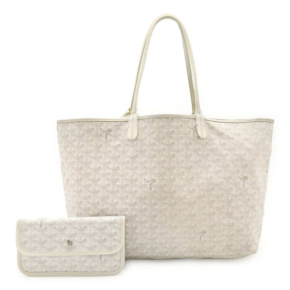 GOYARD Saint Louis PM Tote Bag Shoulder Coated Canvas Leather White Gray: --- Catalog ---Category: SizeWeight: 290g / 10.22oz.Size (HxWxD): 26.5cm x 46cm x 14cm / 10.43'' x 18.11'' x 5.51''Category: DesignType: Shoulder bag, Tote bagColor: Gray, WhiteGender: WomenMaterial: