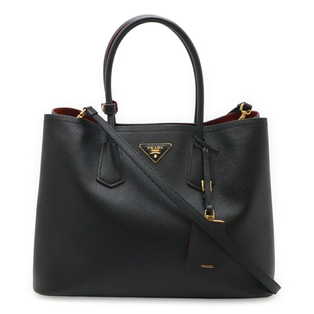 PRADA Double Bag Large Tote Shoulder Saffiano Leather NERO Black 1BG756: --- Catalog ---Category: SizeSize (HxWxD): 26.5cm x 35cm x 17.5cm / 10.43'' x 13.77'' x 6.88''Strap Length: 121cm / 47.63''Category: DesignType: Shoulder bag, Tote bagColor: Black, NeroGender: