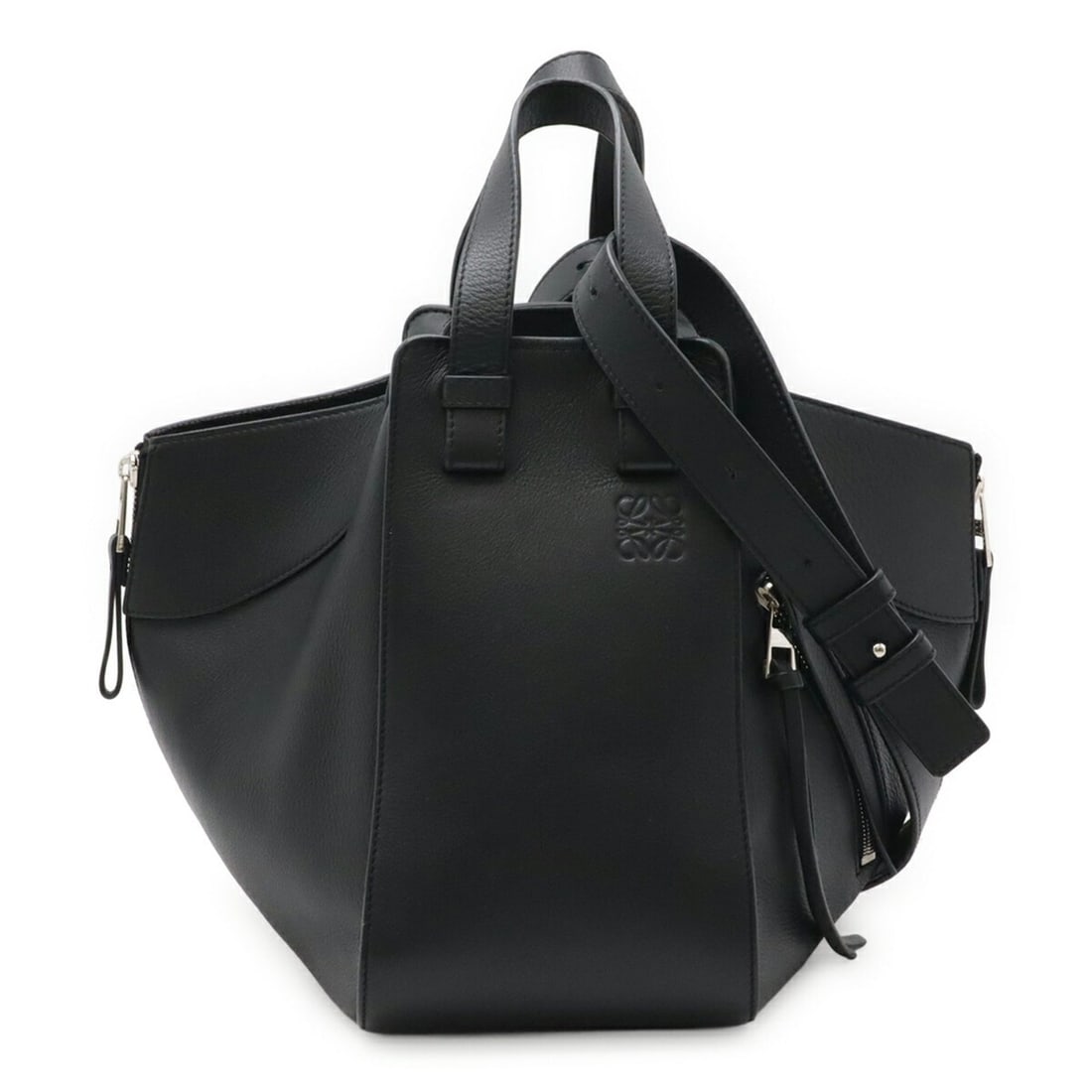 LOEWE Hammock Bag Small Drawstring Handbag Shoulder Leather Black 387.30.S35 (1 of 11)