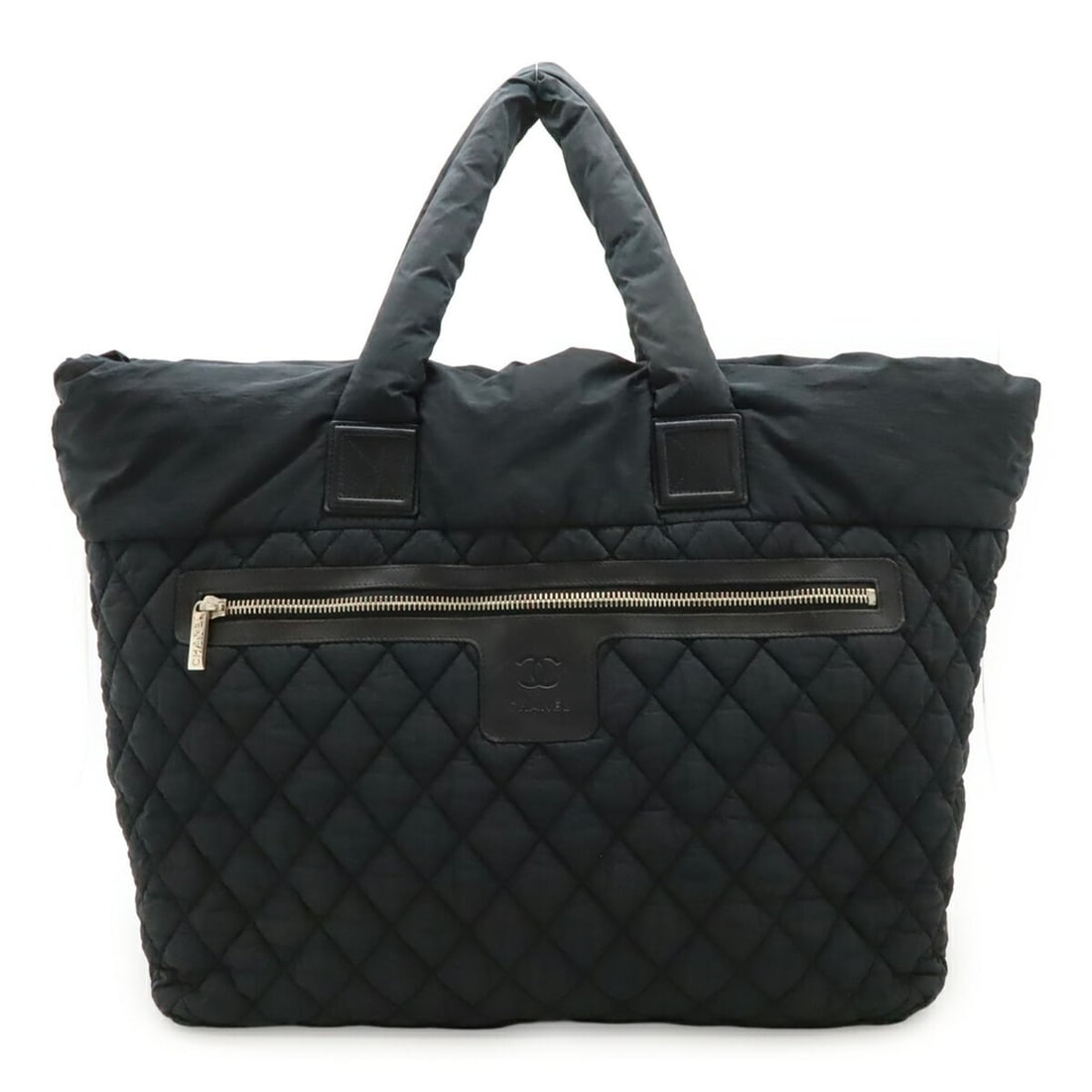 CHANEL Coco Cocoon Tote TGM Bag, Large Tote, Shoulder Travel Mark, Nylon, Leather, Black (1 of 11)