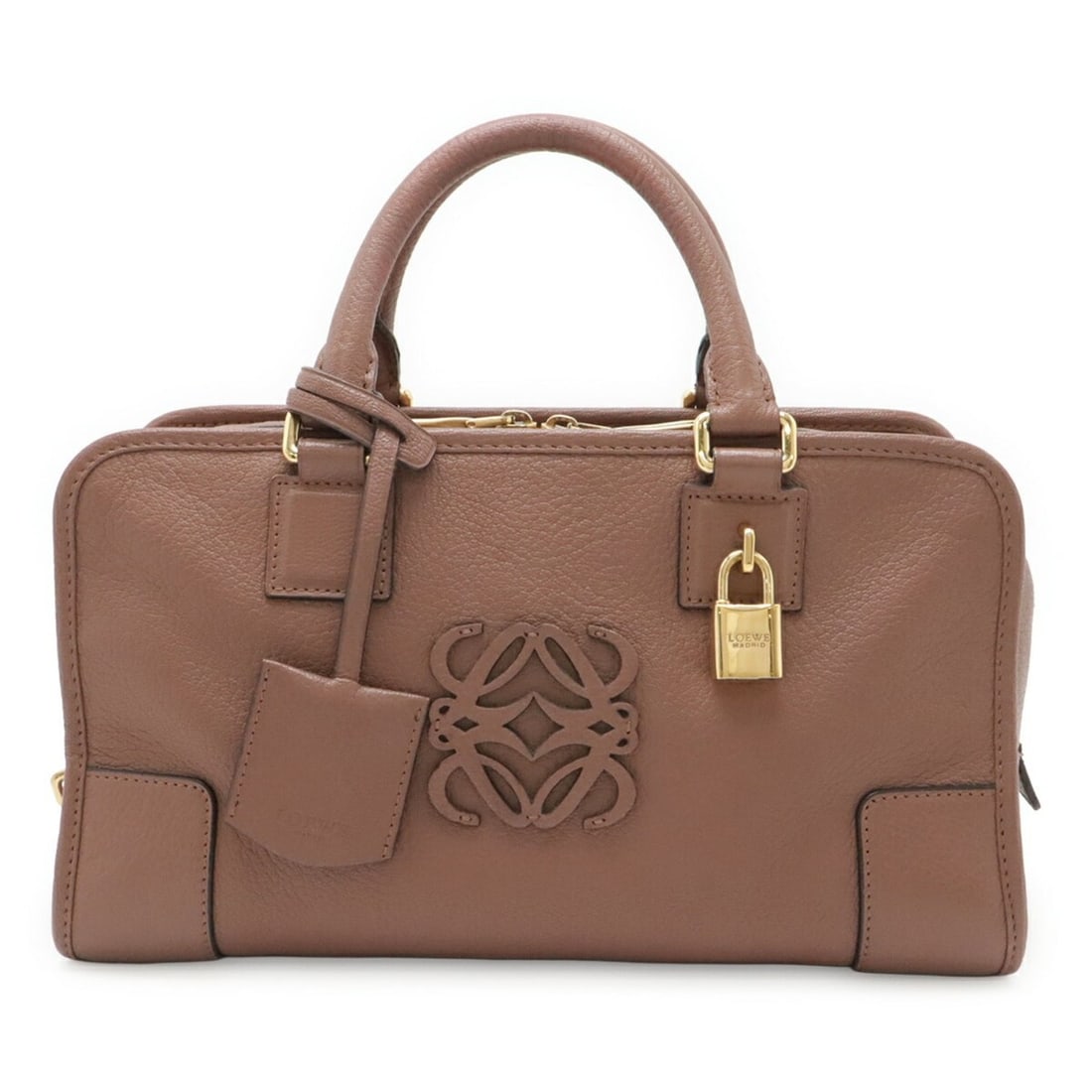 LOEWE Amazona 28 Anagram Handbag, Leather, Terracotta Pink: --- Catalog ---Category: SizeWeight: 620g / 1.36lb.Size (HxWxD): 17cm x 29cm x 13cm / 6.69'' x 11.41'' x 5.11''Category: DesignType: HandbagGender: WomenMaterial: Leather Category: GeneralLine: Amazon