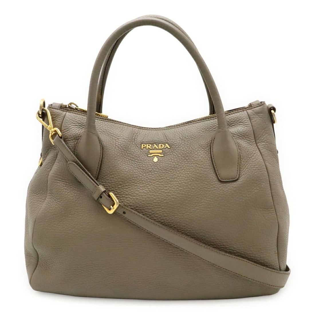 PRADA Tote Bag Shoulder Vitello Daino Leather Greige BR4992: --- Catalog ---Category: SizeWeight: 1.1kg / 2.42lb.Size (HxWxD): 30cm x 34.5cm x 17.5cm / 11.81'' x 13.58'' x 6.88''Strap Length: 91cm / 35.82''Category: DesignType: Shoulder bag, Tote bagColor: Gray