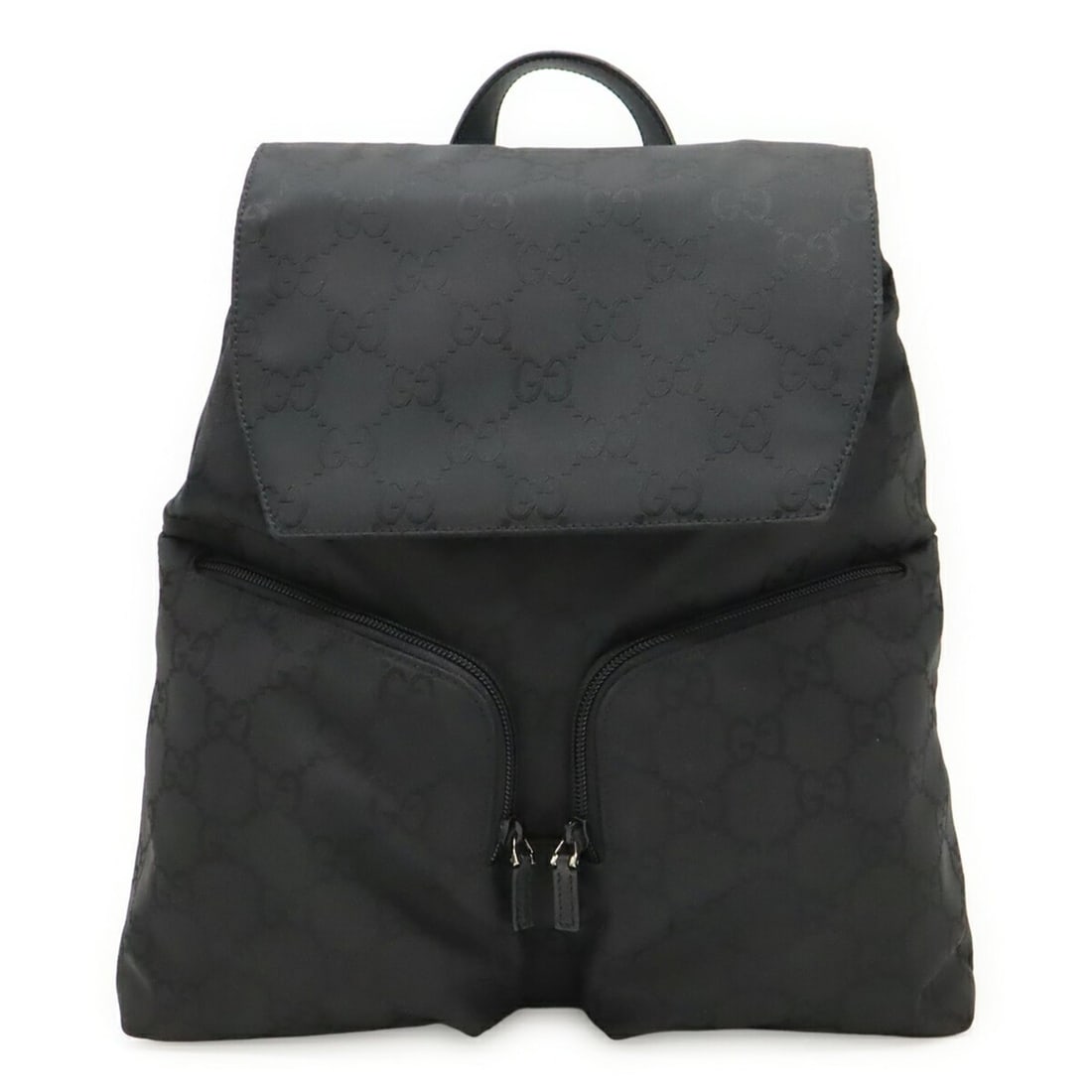 GUCCI GG Nylon Backpack, Leather, Black, 003.0238: --- Catalog ---Category: SizeWeight: 550g / 1.21lb.Size (HxWxD): 31cm x 29cm x 13cm / 12.2'' x 11.41'' x 5.11''Category: DesignType: BackpackColor: BlackGender: Women,MenMaterial: Nylon , Leather Cate