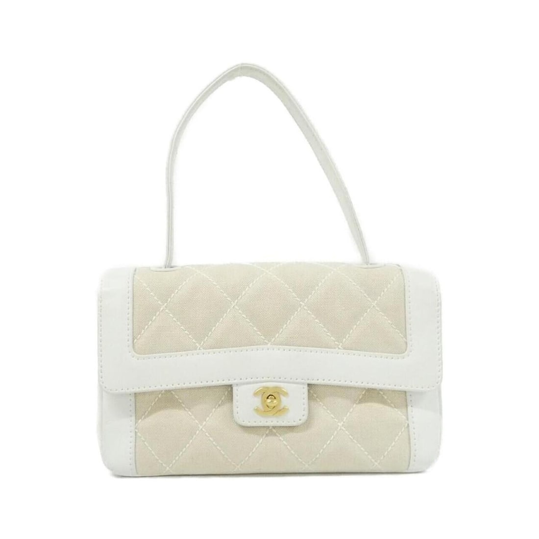 Chanel Wild Stitch Line 27569 Handbag: --- Catalog ---Category: SizeSize (HxWxD): 16cm x 25cm x 6cm / 6.29'' x 9.84'' x 2.36''Category: DesignType: HandbagColor: Beige, WhiteGender: WomenMaterial: Canvas , Leather Leather/Fur Type: