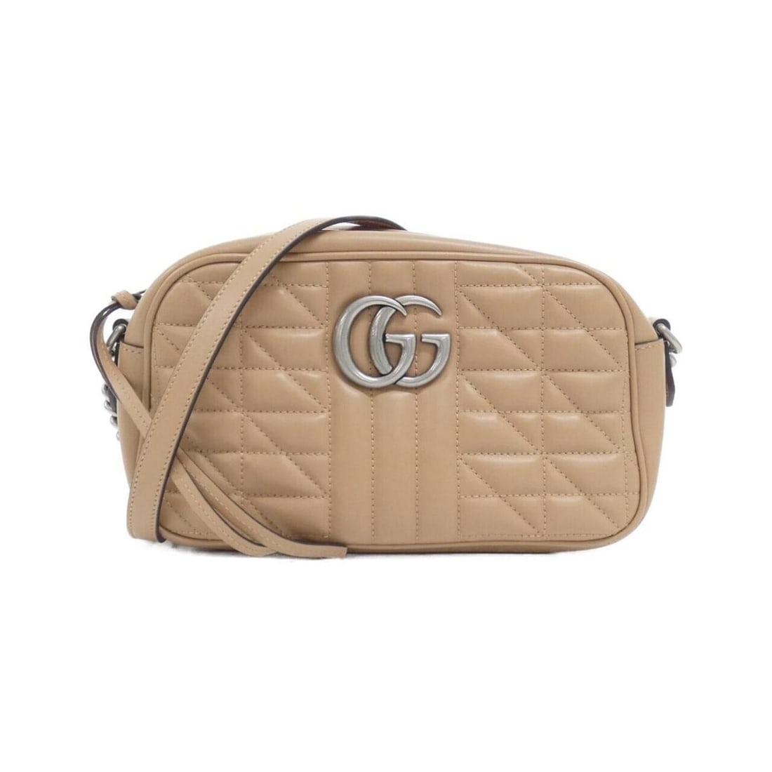 Gucci GG Marmont 447632 UM8BN Shoulder Bag: --- Catalog ---Category: SizeSize (HxWxD): 14cm x 24cm x 7cm / 5.51'' x 9.44'' x 2.75''Category: DesignType: Shoulder bagColor: BeigeGender: Women,MenMaterial: Leather Hardware Color: SilverCategory: