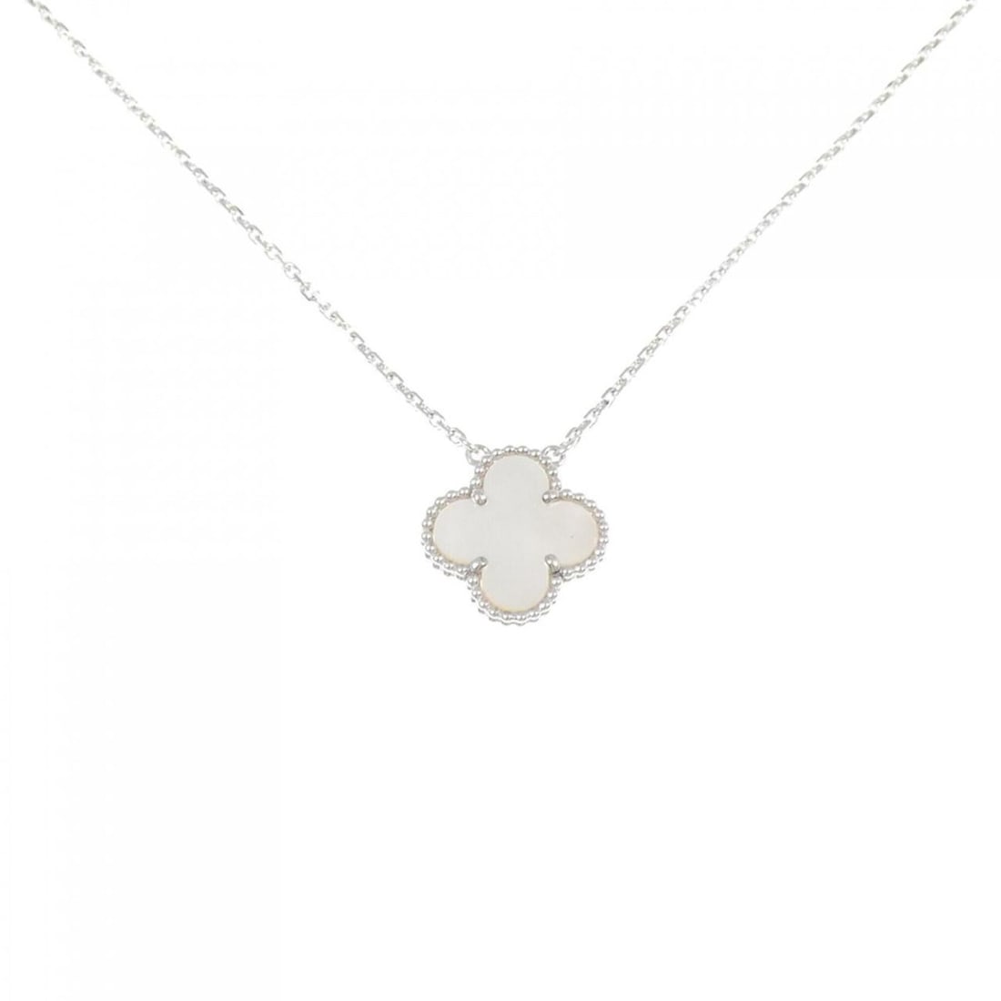Van Cleef & Arpels Vintage Alhambra Necklace: --- Catalog ---Category: SizePendant Size: 14.8mm x 14.8mm / 0.58'' x 0.58''Neck Circumference: 37 cm - 42 cm / 14.56'' - 16.53''Category: DesignGender: WomenMaterial: White gold (18K)Pendant Type:
