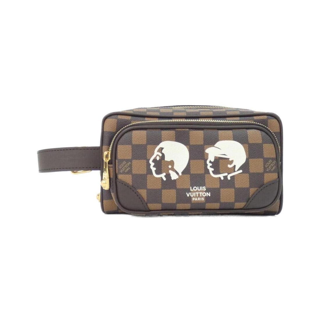 Louis Vuitton Damier Friendship Dopp Kit N40800 Handbag Pouch: --- Catalog ---Category: SizeSize (HxWxD): 13cm x 23cm x 12cm / 5.11'' x 9.05'' x 4.72''Category: DesignType: Handbag, PouchColor: EbeneGender: Women,MenMaterial: Coated canvas Hardware Color: GoldCat