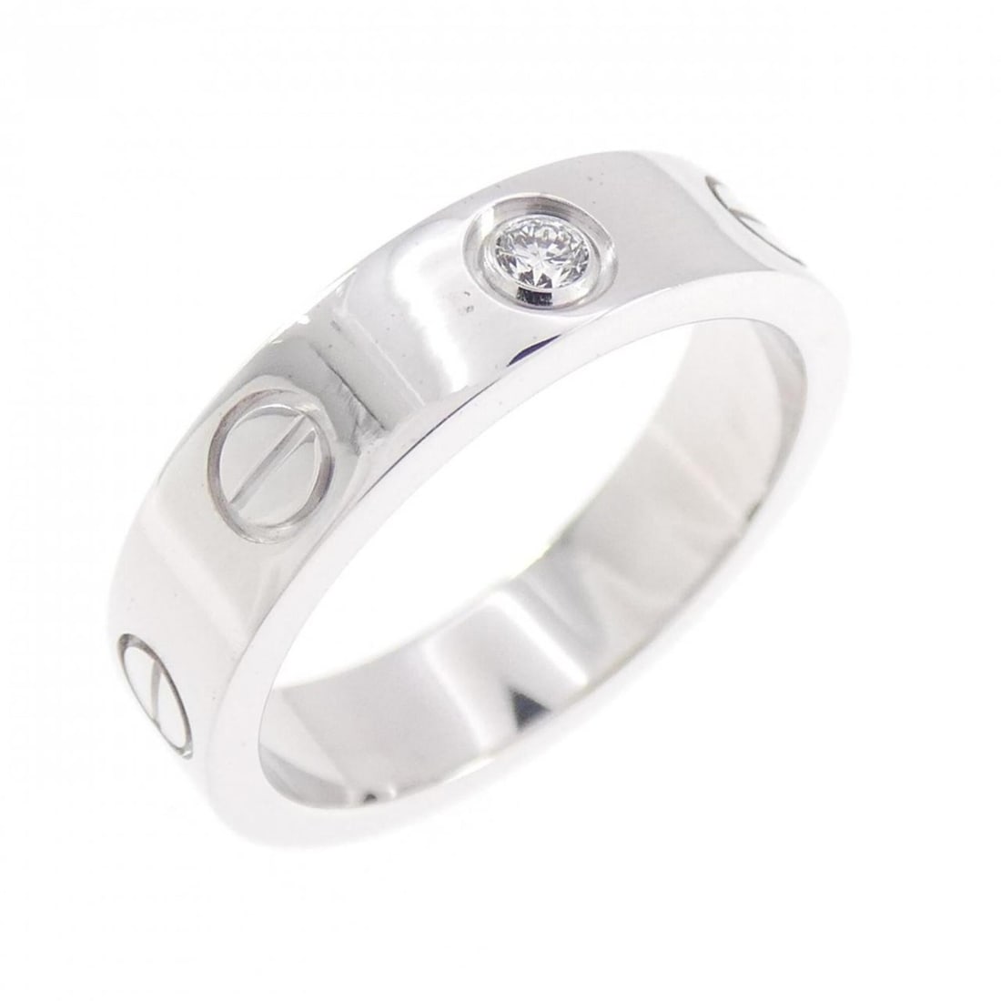 Cartier Mini Love 1P Ring: --- Catalog ---Category: SizeJP Size: 5US Size: 3.5Category: DesignType: Band ringGender: WomenMaterial: White gold (18K)Category: GeneralLine: LoveBrand: Cartier--- Item List ---Section: ConditionRan