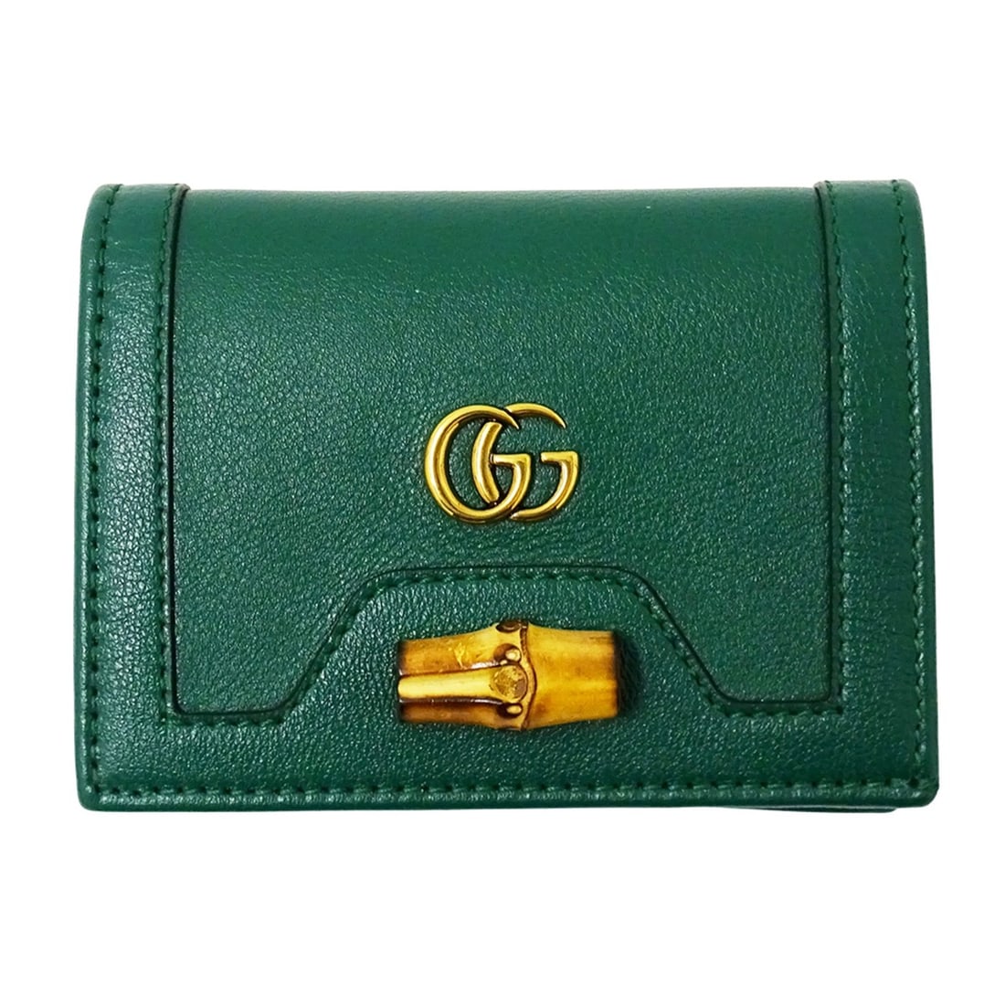 Gucci women's wallet, brand name, bi-fold Petite Marmont, bamboo leather, green, 658244, green mini: --- Catalog ---Category: SizeSize (HxWxD): 8.5cm x 11cm x 2.5cm / 3.34'' x 4.33'' x 0.98''Category: DesignType: Wallet (bi-fold)Color: GreenGender: WomenMaterial: Leather Category: GeneralMPN: 658244B