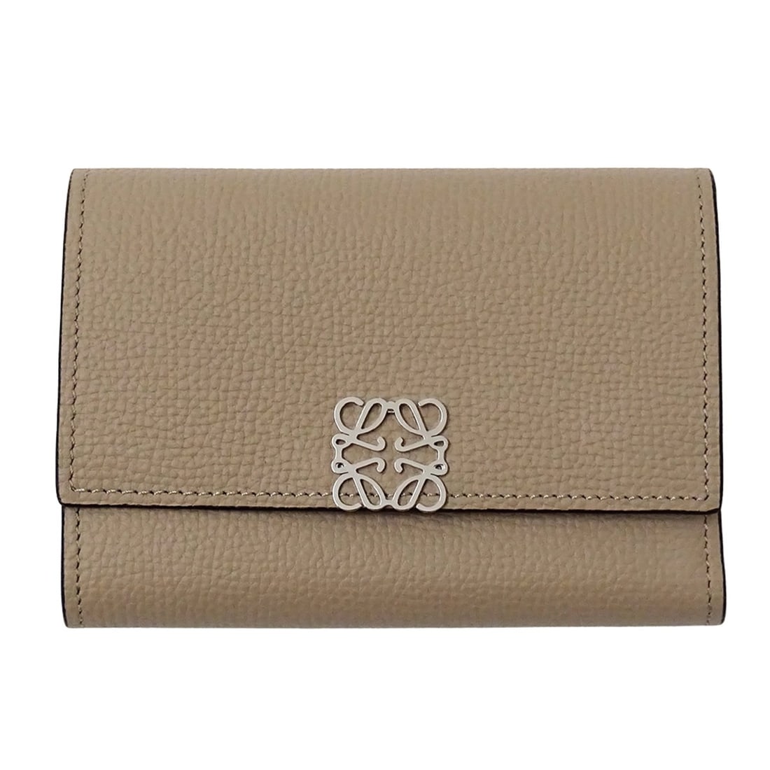 Loewe women's trifold wallet, Anagram vertical calfskin, beige, mini wallet. (1 of 10)
