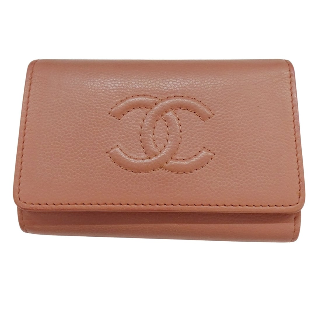 Chanel CHANEL Key Case for Women, Brand Name, Caviar Leather, 4-Hook, Salmon Pink, Silver Hardware, (1 of 14)