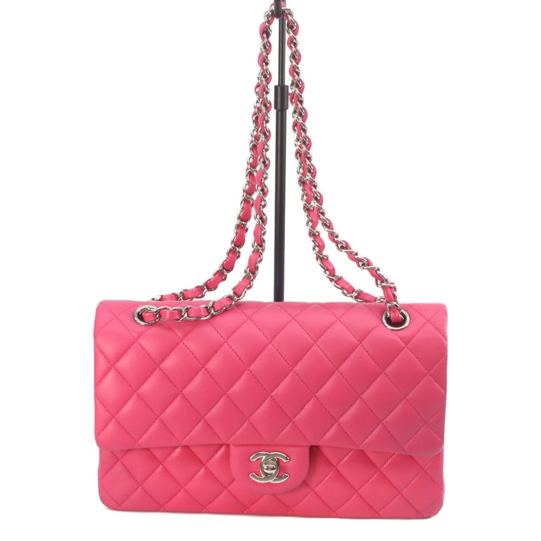CHANEL Matelassé 25 Shoulder Bag, No. 19, A01112, Neo Pink Lambskin Leather, Silver Hardware,: --- Catalog ---Category: SizeSize (HxWxD): 15cm x 25cm x 6.5cm / 5.9'' x 9.84'' x 2.55''Category: DesignType: Shoulder bagColor: PinkGender: WomenMaterial: Leather Hardware Color: SilverLeather/Fur Ty