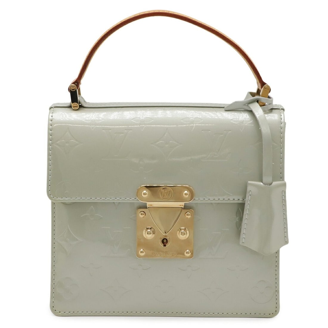 LOUIS VUITTON Louis Vuitton Monogram Vernis Spring Street Handbag Enamel Calf Patent Leather Gris: --- Catalog ---Category: SizeSize (HxWxD): 18cm x 19cm x 8cm / 7.08'' x 7.48'' x 3.14''Category: DesignType: HandbagColor: GrisGender: WomenMaterial: Patent leather Category: GeneralBrand: Louis Vuitt