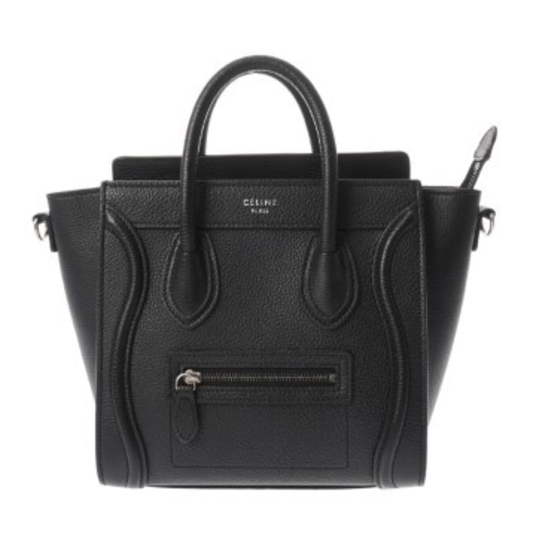 CELINE Luggage Nano Black 189243DRU.38NO Women's Drummed Calfskin Handbag AB Rank Used Ginzo: --- Catalog ---Category: SizeSize (HxWxD): 20cm x 19.5cm x 9.5cm / 7.87'' x 7.67'' x 3.74''Category: DesignType: HandbagColor: BlackGender: WomenMaterial: Leather Leather/Fur Type: CalfskinCategory: G