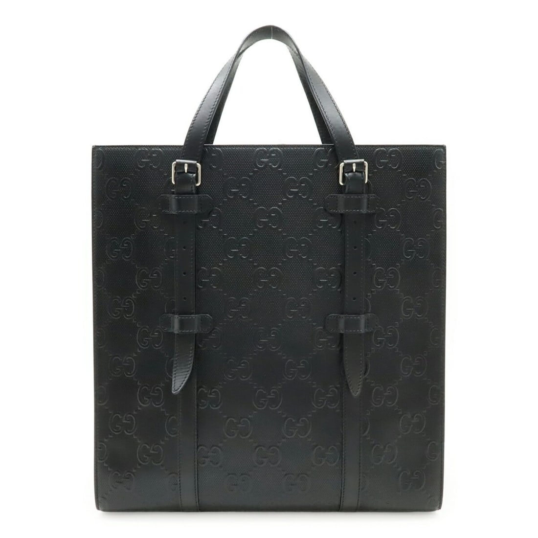 GUCCI GG Embossed Tote Bag, Leather, Black, 700421 (1 of 11)
